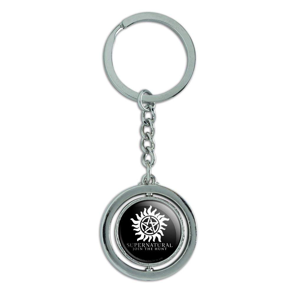 Supernatural Anti Possession Symbol Keychain - Spinning Round Chrome Plated Metal Charm for Car Keys, Backpacks & Gifts | Supernatural TV Show Merchandise & Gothic Jewelry