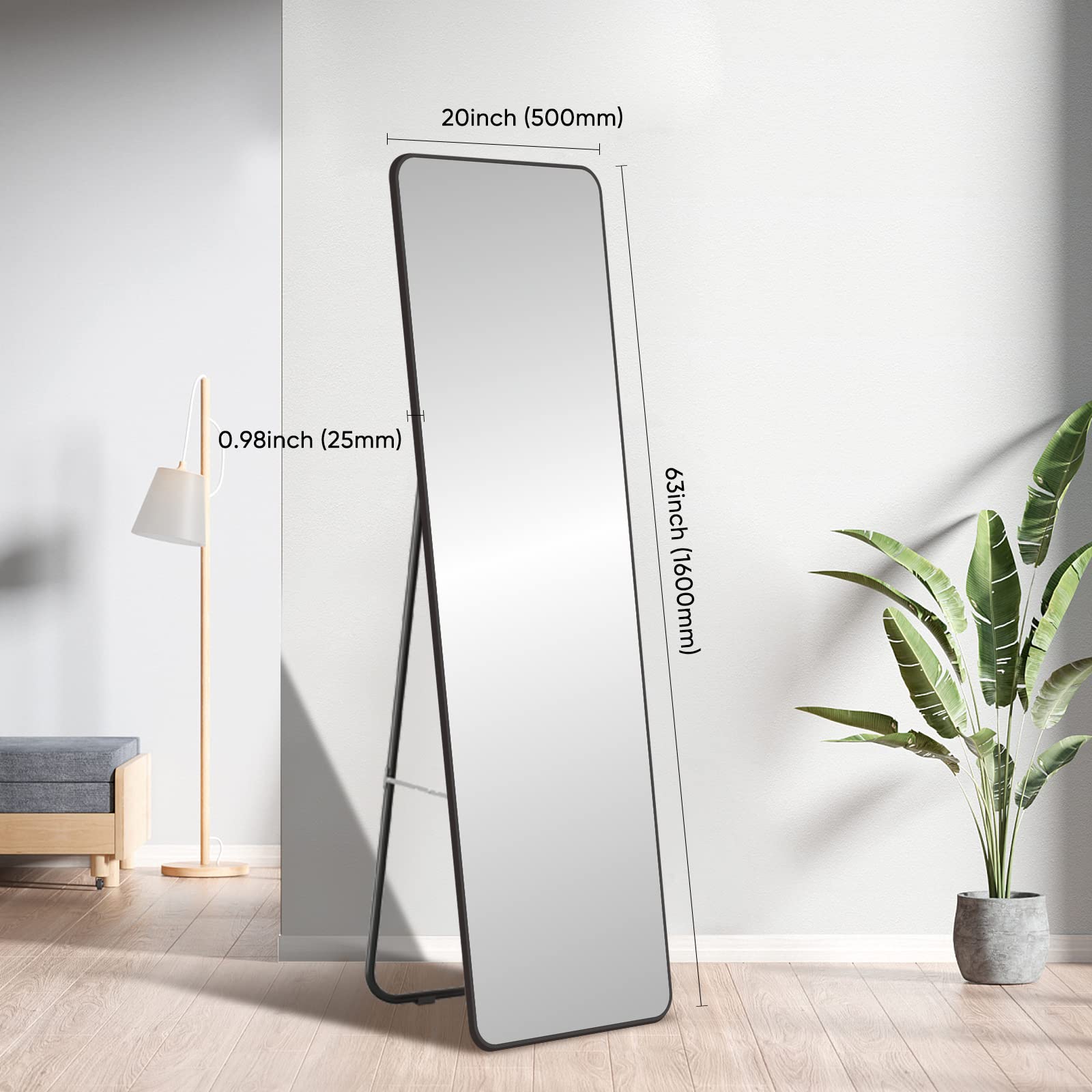 Full Length Mirror with Black Frame - 65
