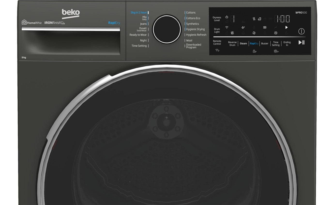 Beko 9kg Hybrid Heat Pump Dryer BDPB904HG - Energy Efficient, Quiet & Fast Drying for Home & Laundry Rooms | Perfect for Apartments & Small Spaces