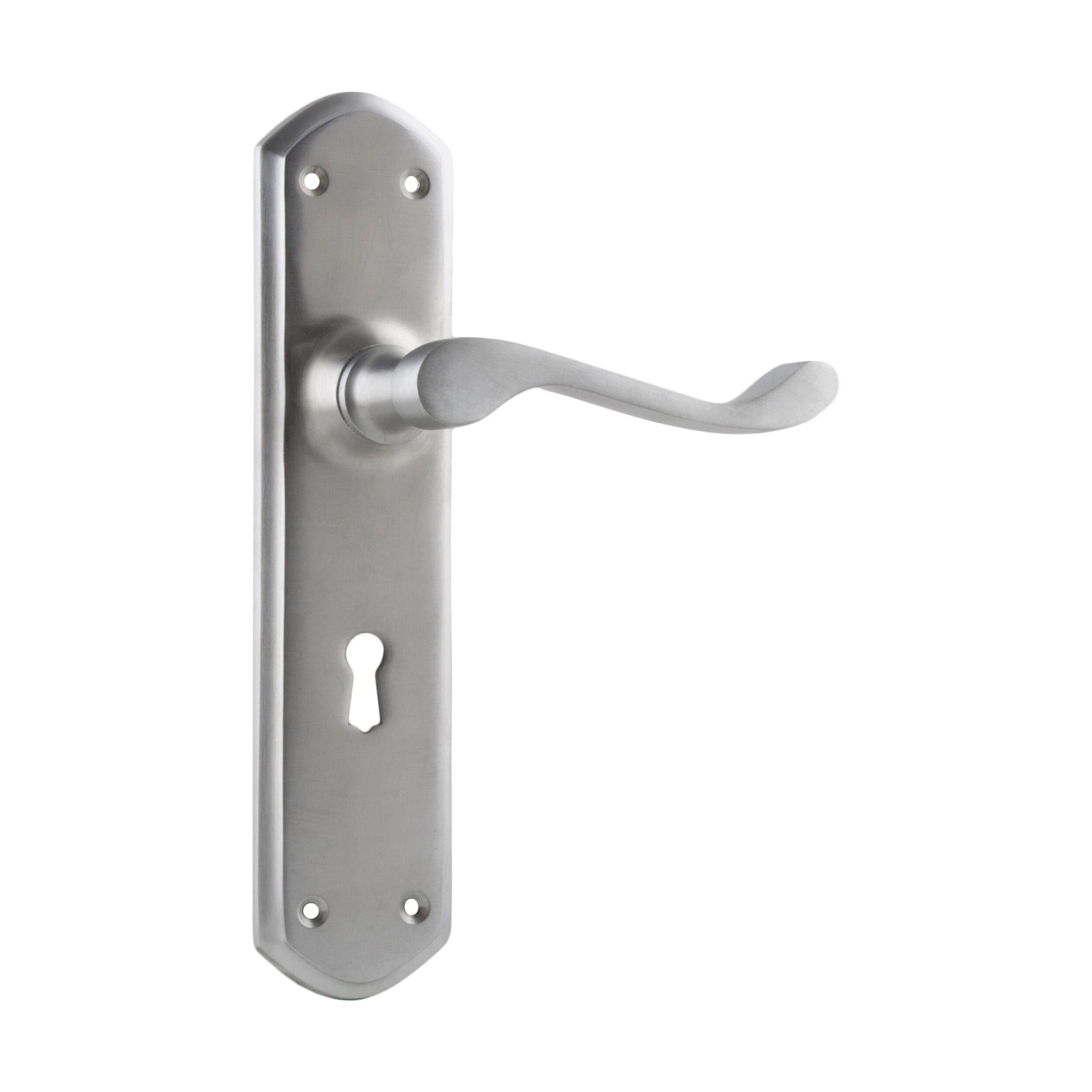 Windsor Satin Chrome Door Lever Lock Pair - H200xP60xW45mm - Perfect for Bedroom, Bathroom & Interior Doors