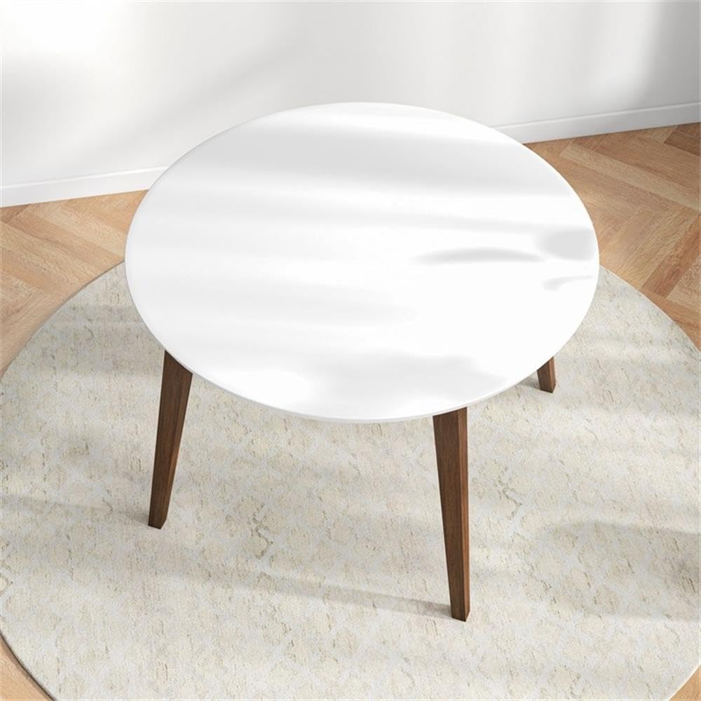 ASHCROFT Crawford Modern Style Solid Wood Walnut/White Top Rectangular 43-Inch Dining Table - Perfect for Contemporary Dining Rooms & Open-Concept Kitchens