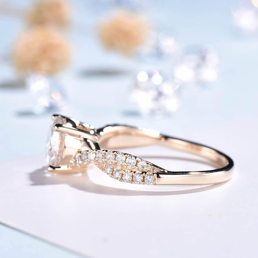 Exquisite Moissanite Petite Luxe Twisted Vine Engagement Ring - 14K White Gold Vintage Wedding Band for Women, Perfect for Proposals, Anniversaries & Romantic Occasions