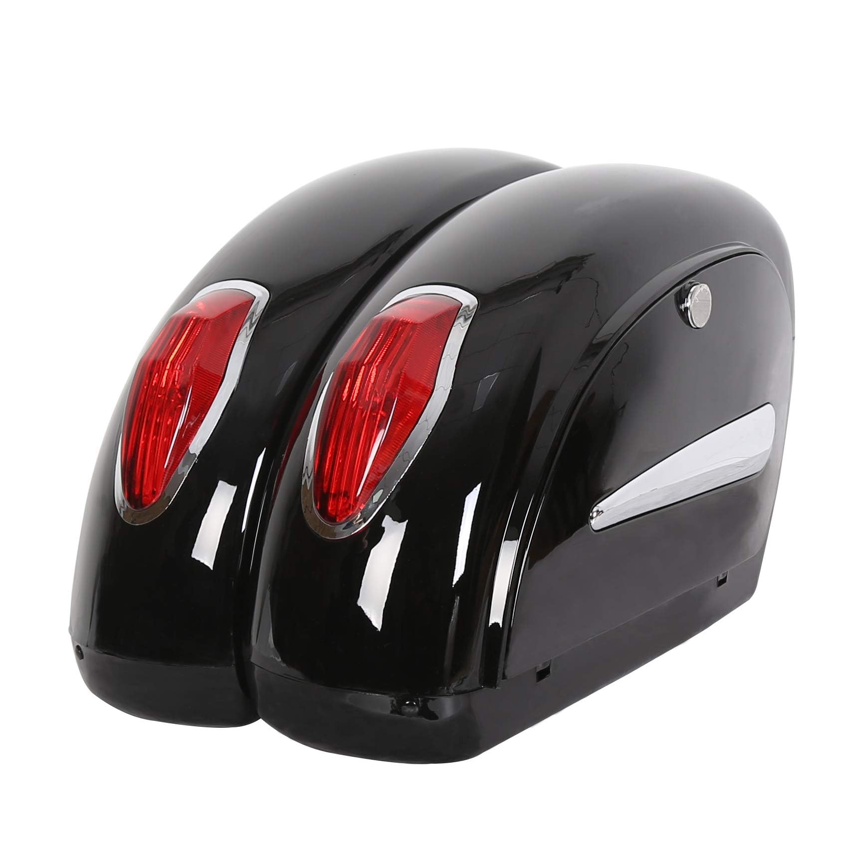 KUAFU Universal Motorcycle Hard Saddlebag Trunk with LED Lights & Security Locks - Fits Honda, Yamaha, Harley, Suzuki, Kawasaki - Waterproof Storage for Touring, Commuting & Adventure Riding