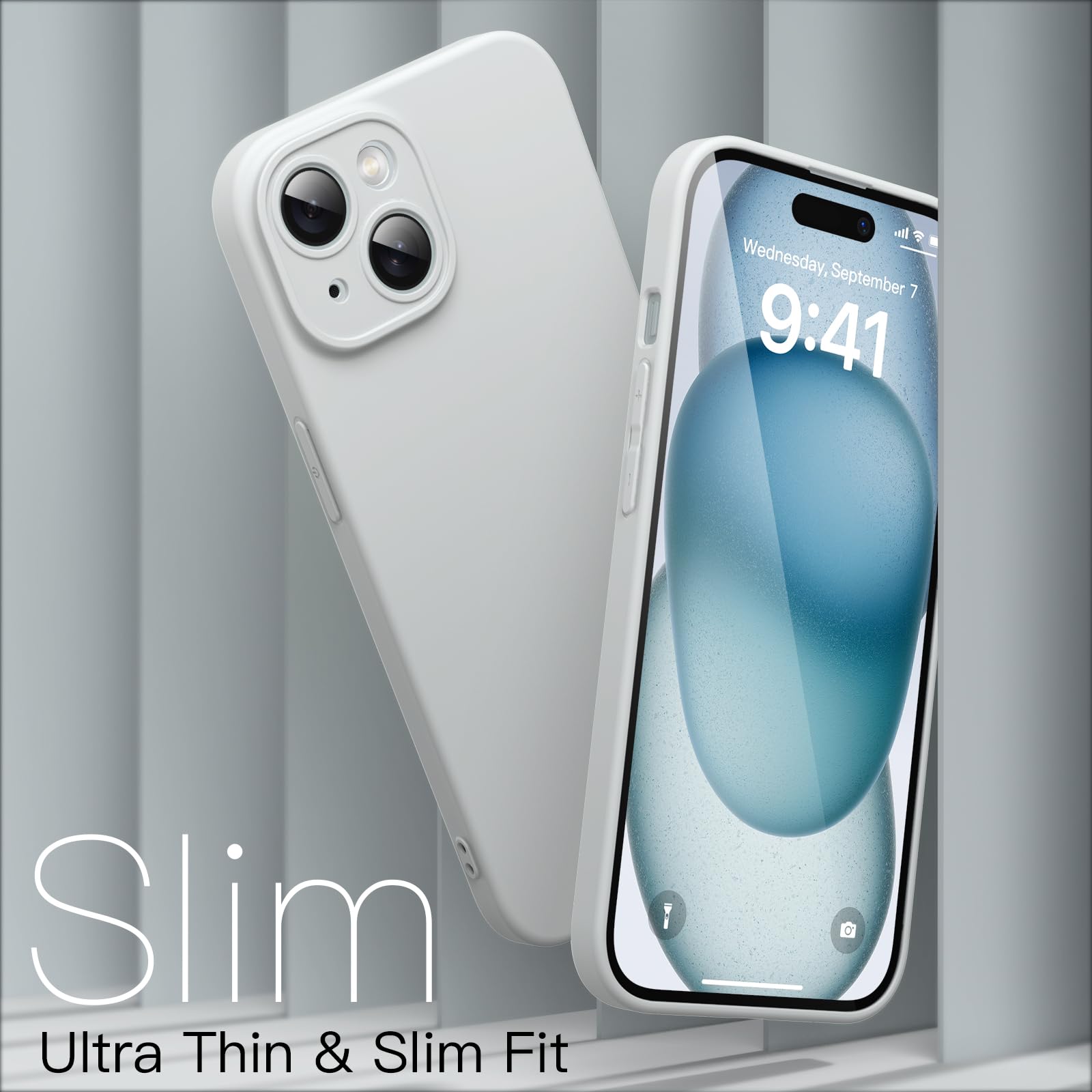 JETech Ultra-Thin Slim Case for iPhone 15 Plus 6.7-Inch - Matte Finish Minimalist Protective Cover with Full Camera Lens Protection (Blue) | Lightweight & Durable Phone Case for Everyday Use, Work, and Travel