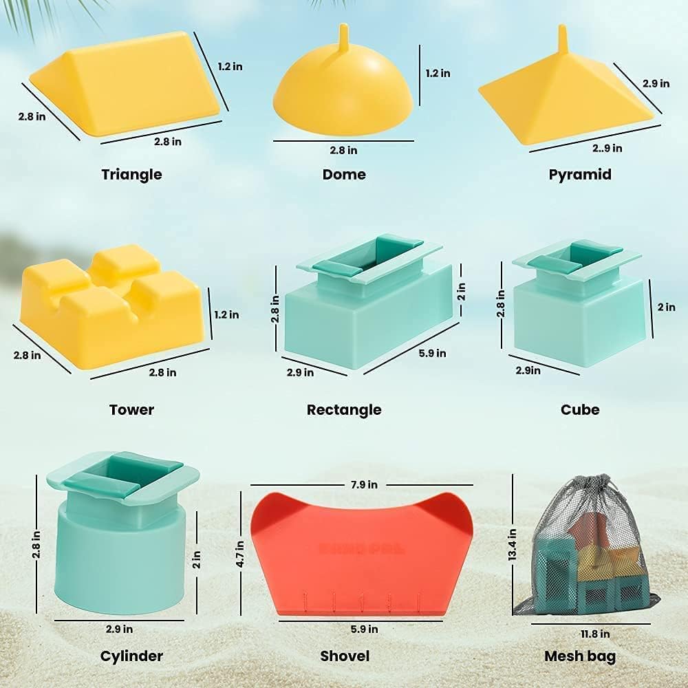 **Sand Pal Beach & Snow Toys for Kids - 9-Piece Travel-Friendly Sandcastle Building Kit for Ages 3-12 - Outdoor & Indoor Play with Molds, Shovels & Mesh Storage Bag - Perfect for Beach, Backyard & Snow Day Fun**