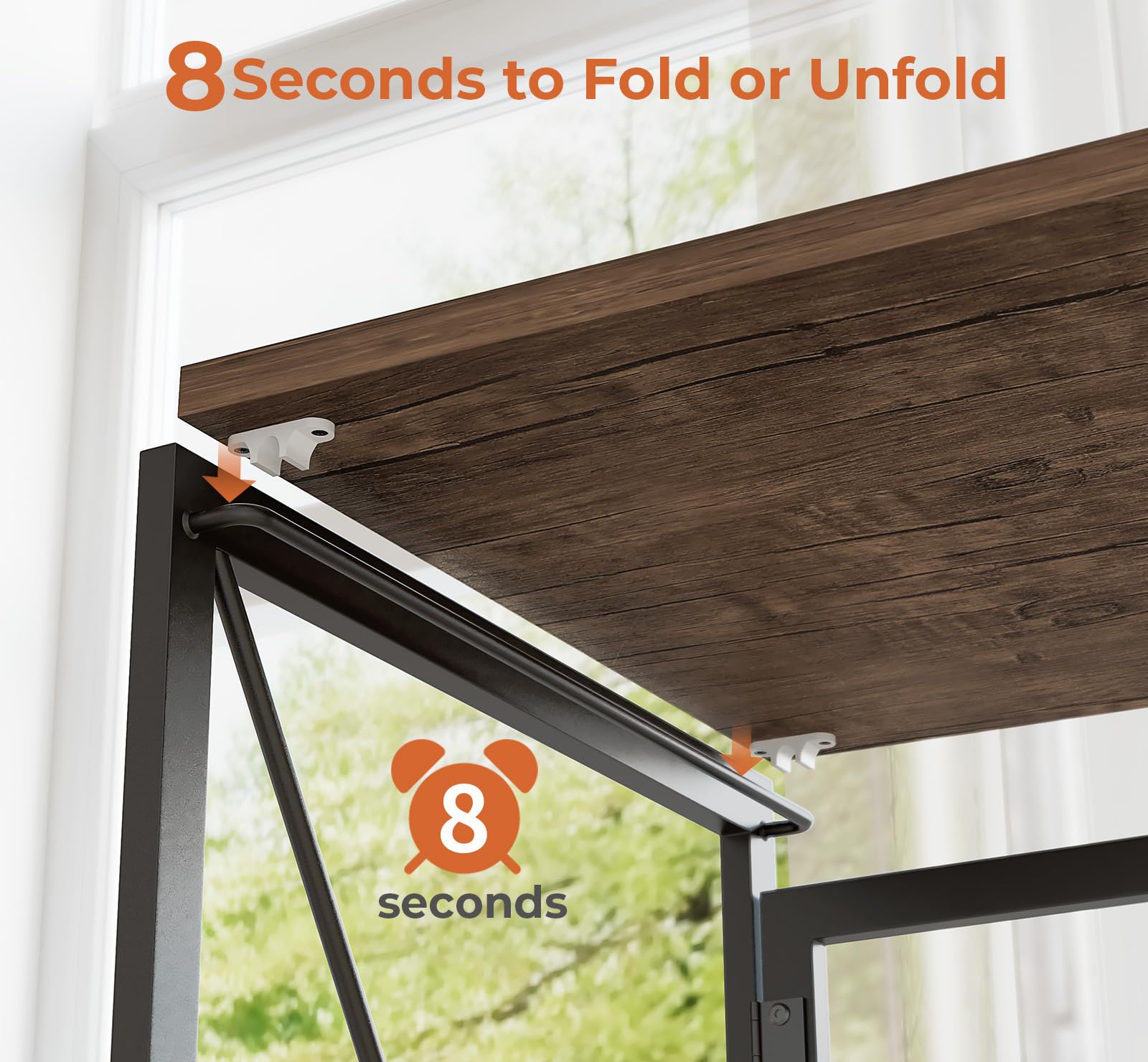 Coavas 31.5 Inch Small Folding Desk - Compact Foldable Computer Desk for Home Office, Bedroom, Dorm & Apartment | Space Saving Writing Table for Kids & Adults (Brown) | Perfect for Remote Work, Online Classes & Small Spaces