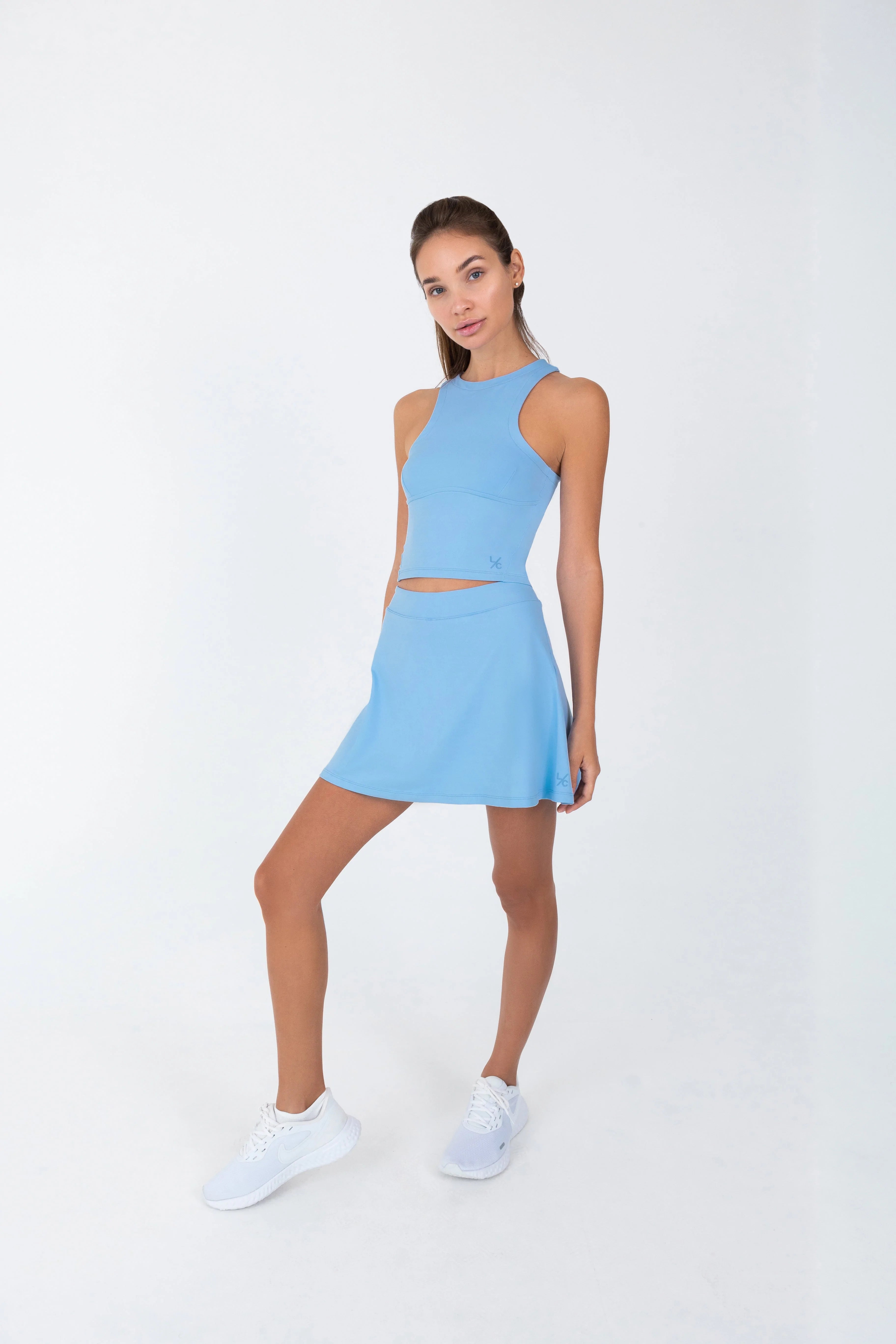 Club LC Cropped Tank Top - Women's Surf Blue Ribbed Cami - Perfect for Beach, Summer & Casual Outfits
