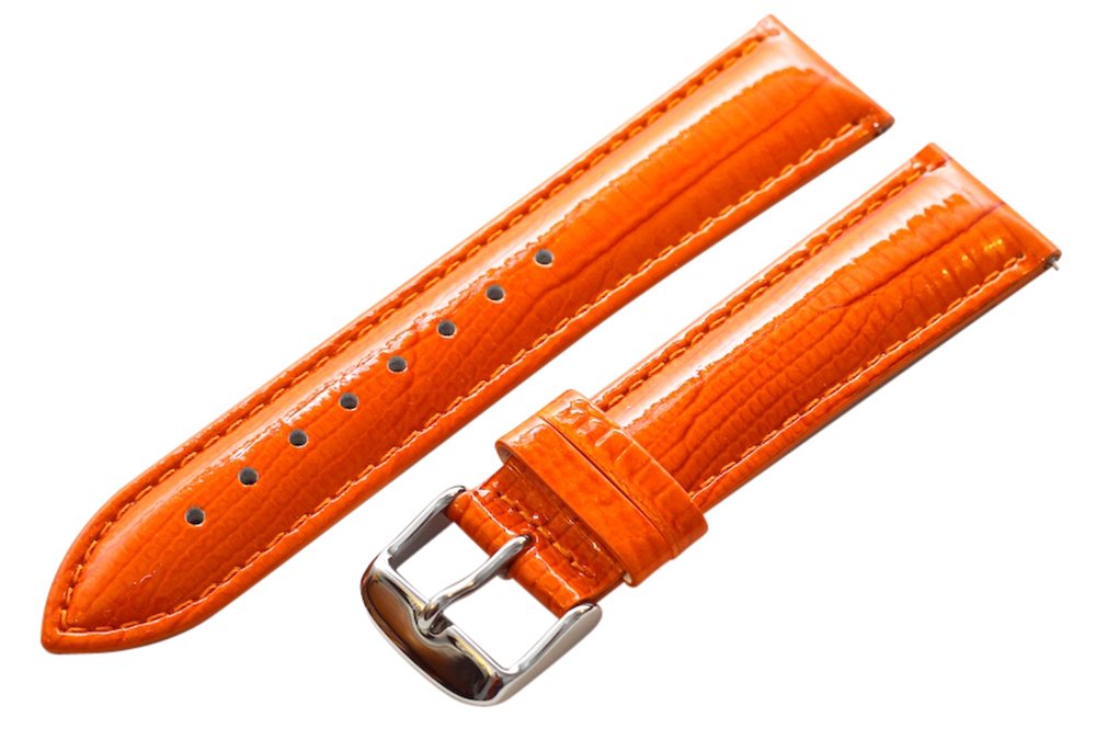 Clockwork Synergy - (12-Piece Set) 2-Piece Stainless Steel Leather Lizard Grain Interchangeable Replacement Watch Band Strap 16mm - Perfect for Dress Watches, Casual Wear & Watch Collectors