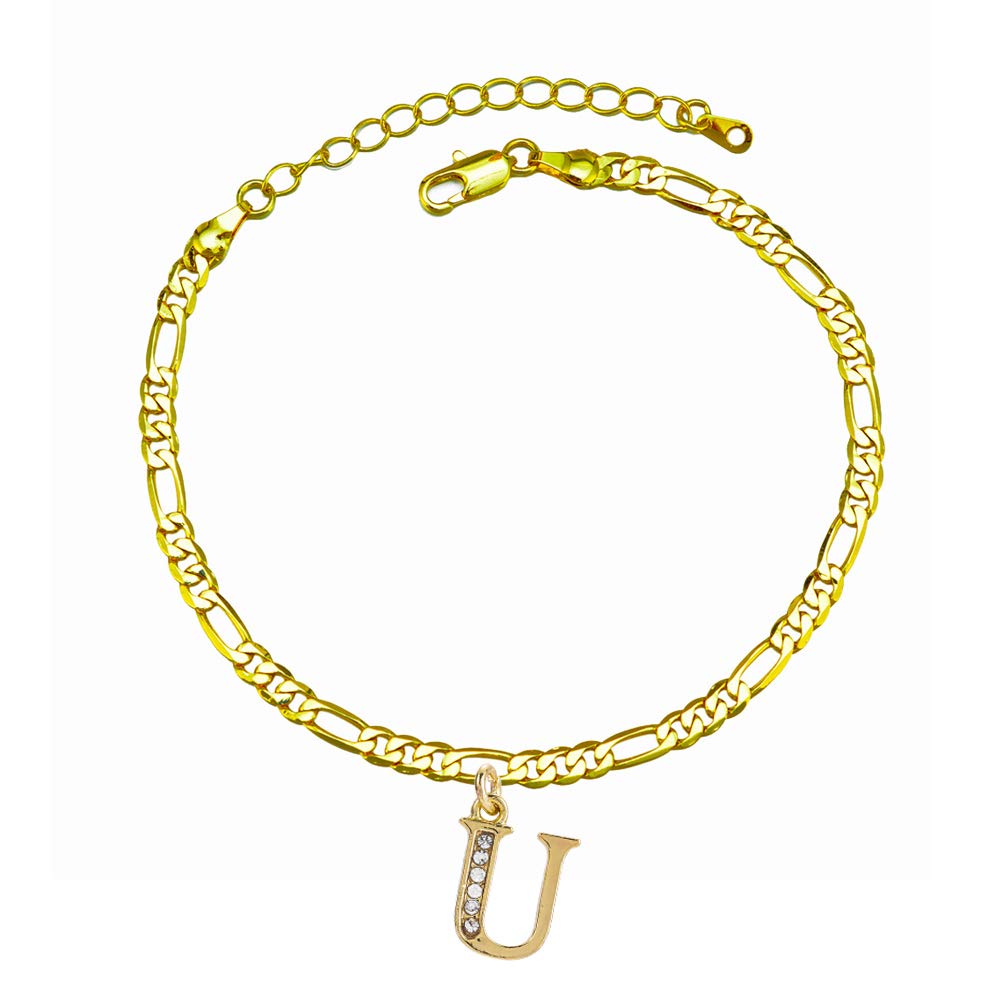 Personalized Initial Ankle Bracelets for Women & Men - 18K Gold & Silver Figaro Cuban Link Anklet for Women, Teen Girls - Custom Name Gold Anklet with Initials - Perfect for Gifts, Beach Wear & Everyday Fashion Accessories