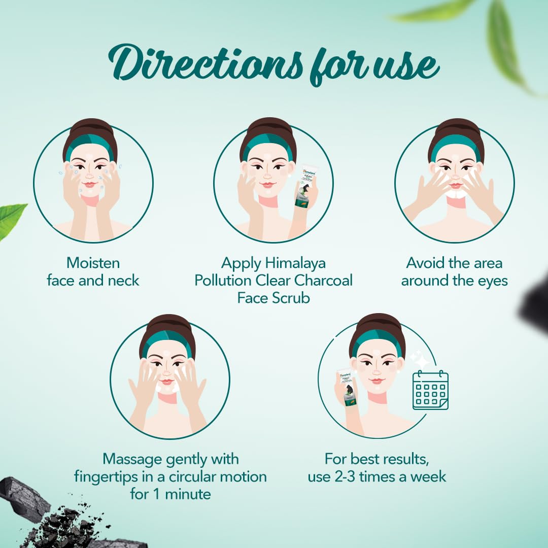 Himalayan Pollution Detox Charcoal Face Scrub 50g - Deep Cleansing & Exfoliating for Acne, Blackheads & Oily Skin | Perfect for Daily Skincare Routine & Travel