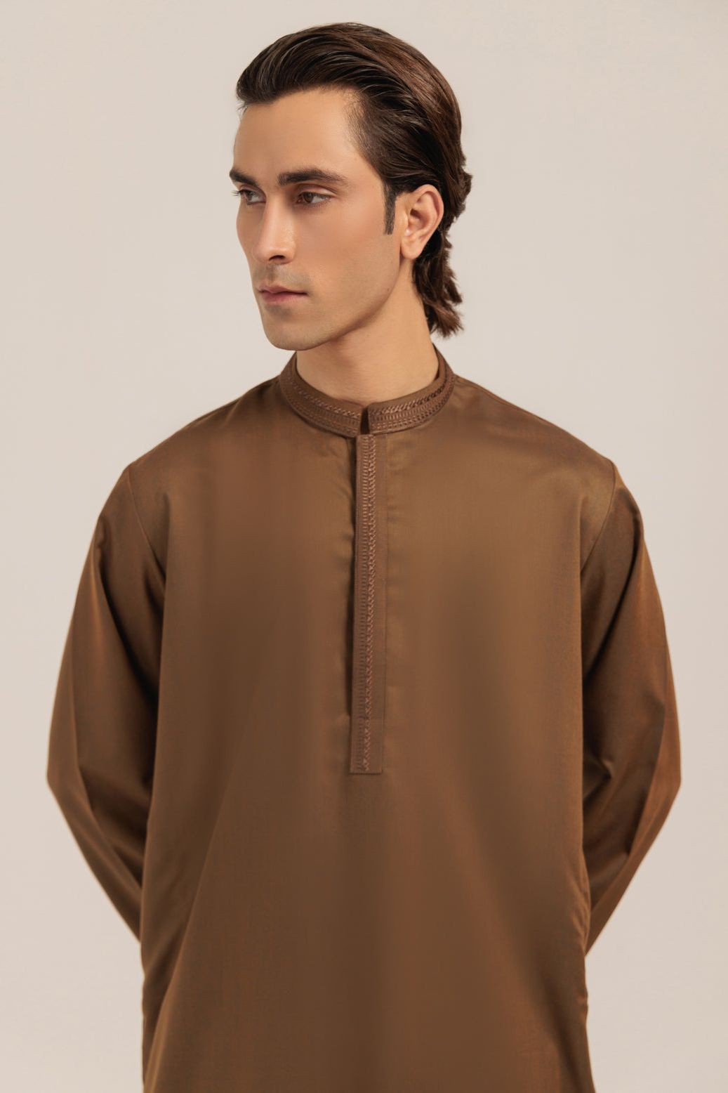 Stylish Blended Golden Kurta Shalwar Set - Traditional Pakistani Outfit for Men - Perfect for Eid, Weddings & Special Occasions