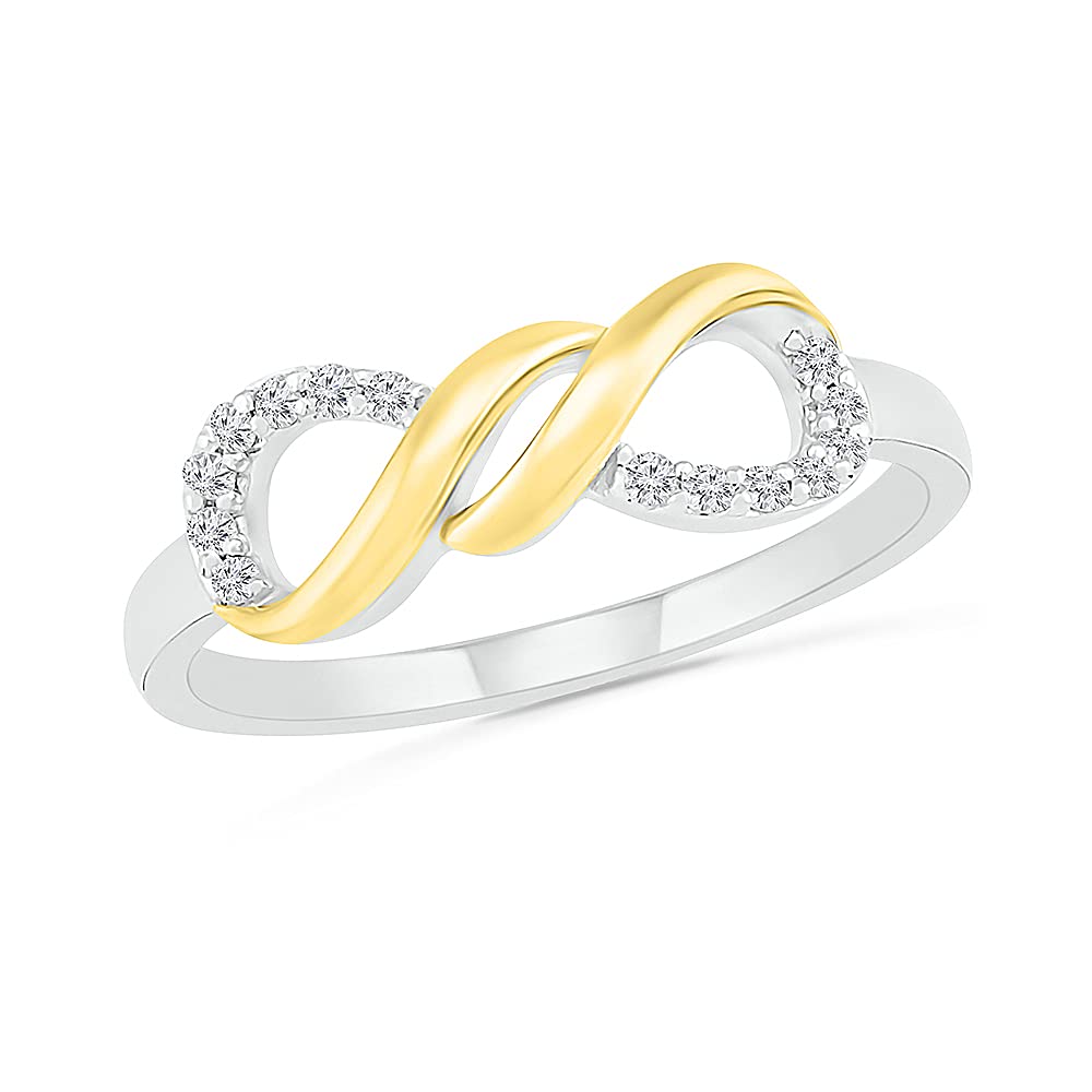 DGOLD Sterling Silver & 10kt Yellow Gold White Round Diamond Infinity Ring (0.10 CTTW) - Elegant Promise Ring for Anniversaries, Engagements & Special Occasions