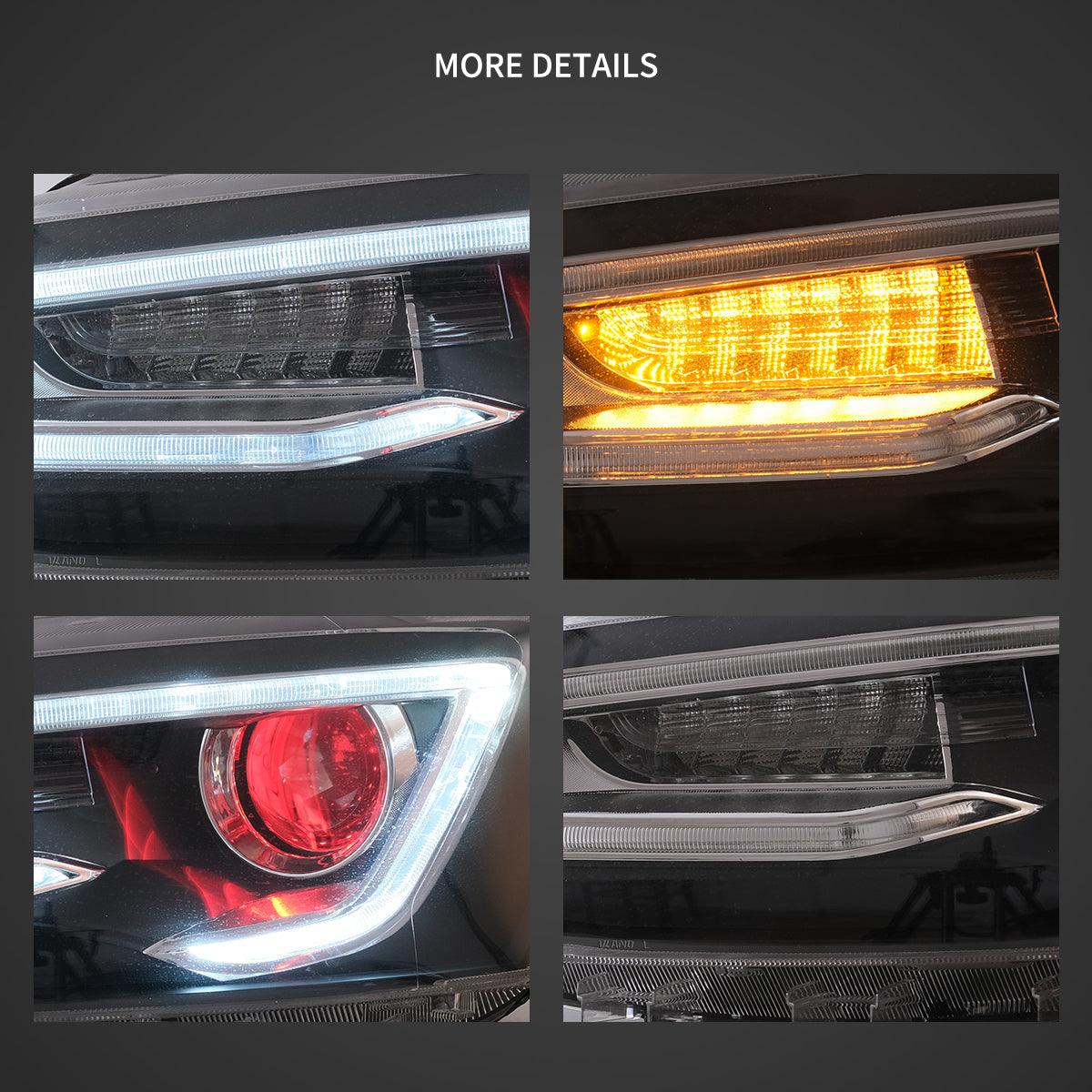 LED Headlight Assembly Dual Beam Projector Black for 2010-2018 Volkswagen Jetta - High Performance Replacement Headlights for Night Driving & Foggy Conditions