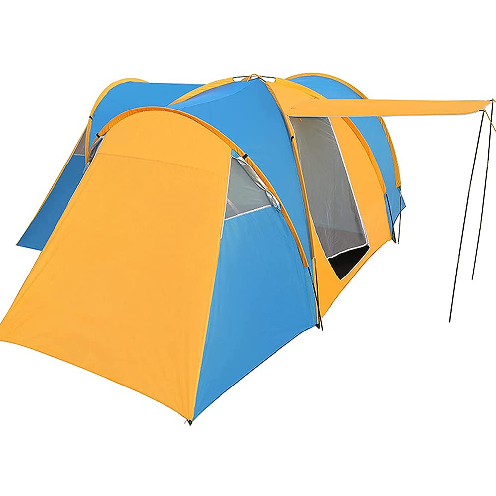 Family Camping Tent for 6-9 People - Waterproof 3-Room Tunnel Tent with Sun Canopy Porch & Carry Bag | Oversized Portable Dome Teepee Tent for Outdoor Adventures, Backpacking & Beach Trips