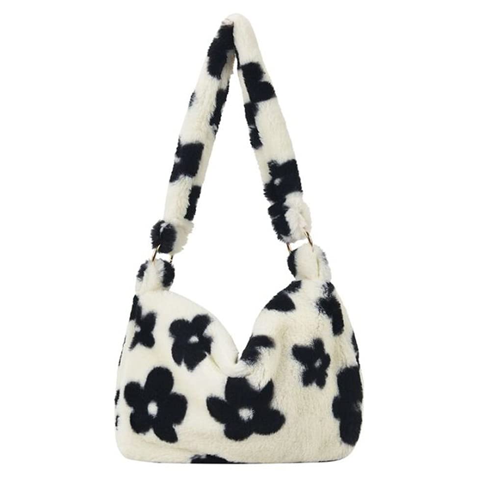 Soft Plush Underarm Shoulder Bag for Women - Large Furry Tote Handbag with Fluffy Texture - Perfect for Casual Outings, Shopping, and Winter Fashion Accessories