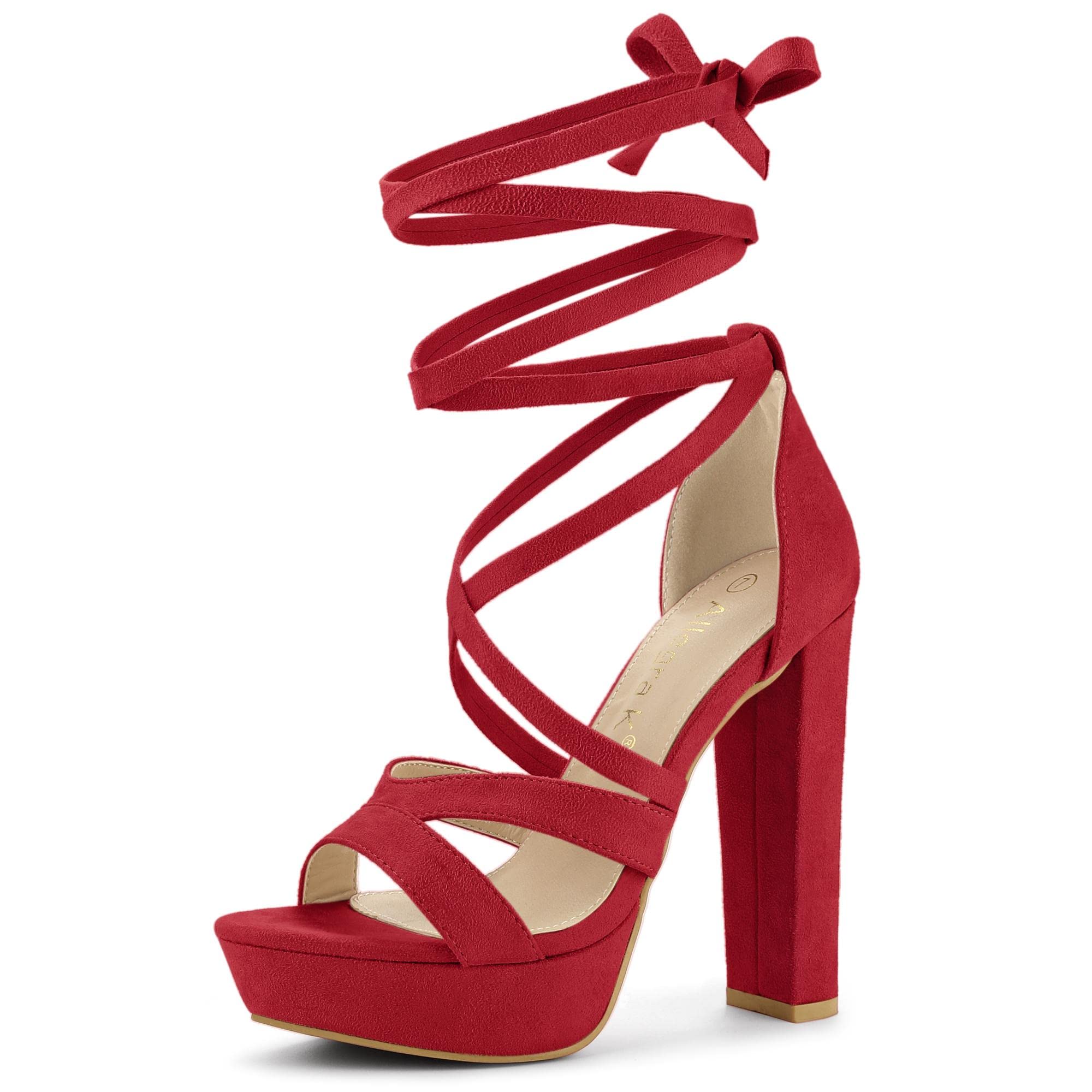 Allegra K Women's Chunky High Heel Lace-Up Platform Sandals - Comfortable & Stylish Summer Shoes for Weddings, Parties & Date Nights