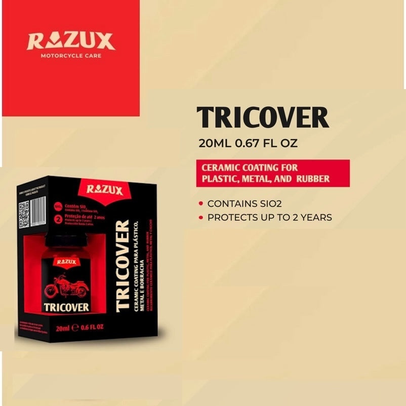 Razux Tricover 20ml Ceramic Coating for Motorcycle - Long-Lasting Paint Protection & Shine - Ideal for Bikes, Scooters & Motorcycle Helmets