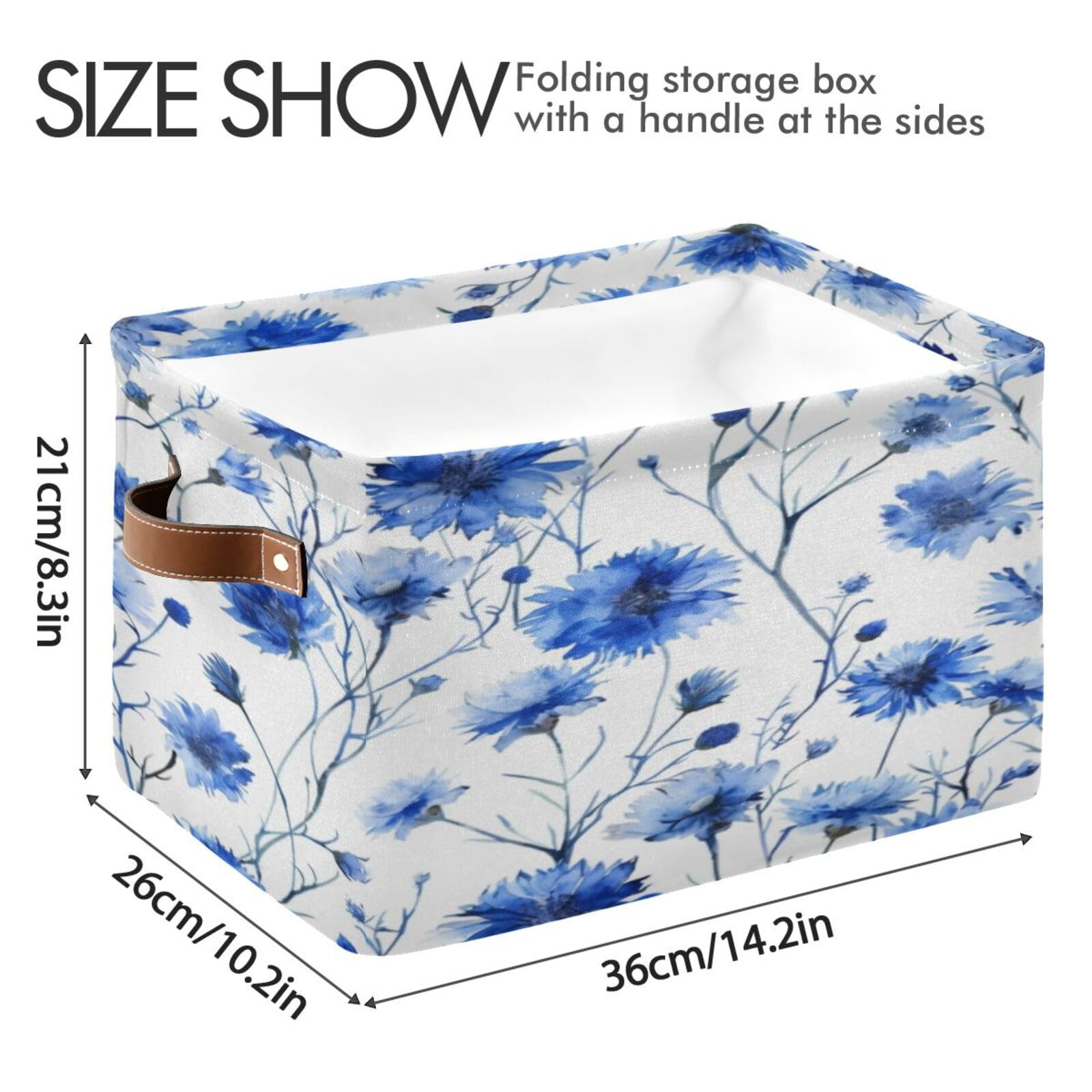 Large Fabric Storage Bins with Handles - Collapsible Organizer for Clothes, Toys & Home | Blue Wildflower