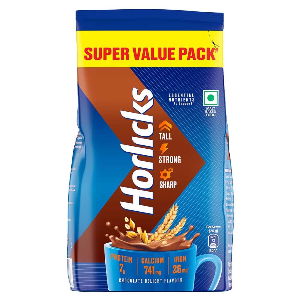 Horlicks Chocolate Nutrition Drink Powder - 750g Pouch | Delicious & Nutritious Meal Replacement for Kids & Adults | Perfect for Breakfast, Snacks & Post-Workout Recovery