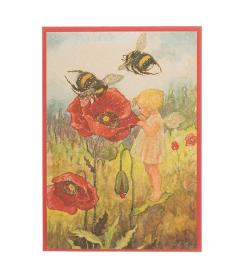 Vintage Fairy Poppy Bees Postcards - Set of 10 Unique Floral Nature-Themed Greeting Cards for Collectors, Scrapbooking, and Home Decor