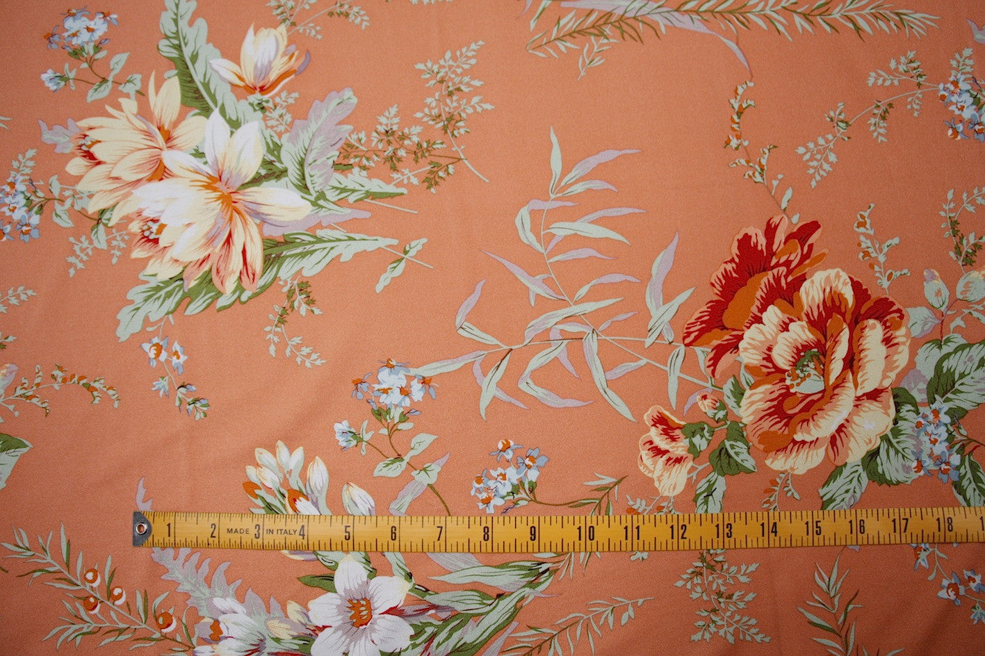 Apricot Floral Stretch Swimwear Fabric - Soft, Comfortable & Quick-Drying Material for Swimsuits, Bikinis & Beachwear - Perfect for Summer Swimwear Designs & DIY Projects