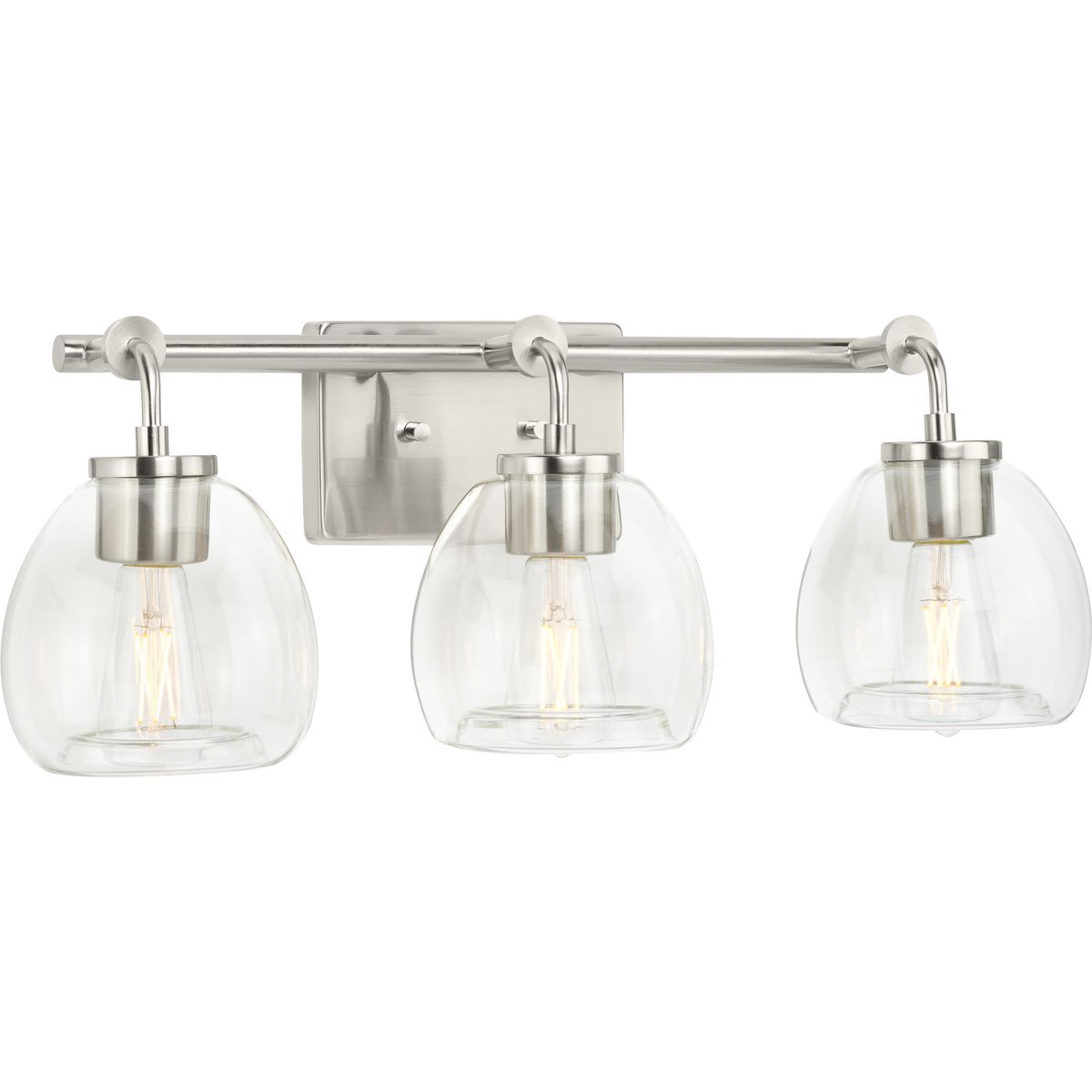 Caisson Collection 3-Light Clear Glass Bathroom Vanity Light Fixture - Perfect for Modern Bathroom Makeovers & Spa-Like Ambiance