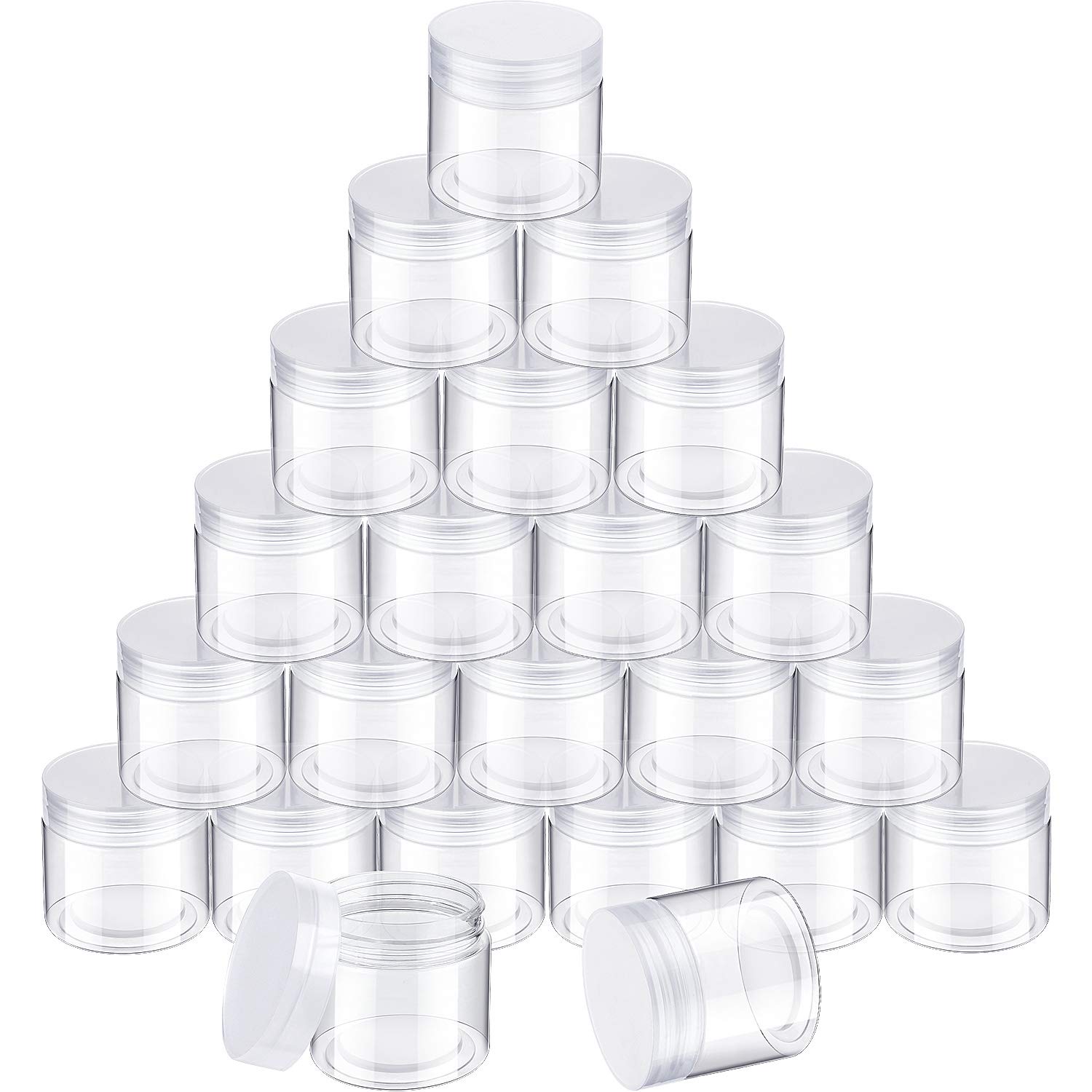 SATINIOR 24-Piece Clear Plastic Jars with Lids - 3 oz Round Wide-Mouth Storage Containers for Cosmetics, Creams, Lotions, DIY Crafts & Food (Transparent) - Perfect for Home Organization, Travel & Small Item Storage