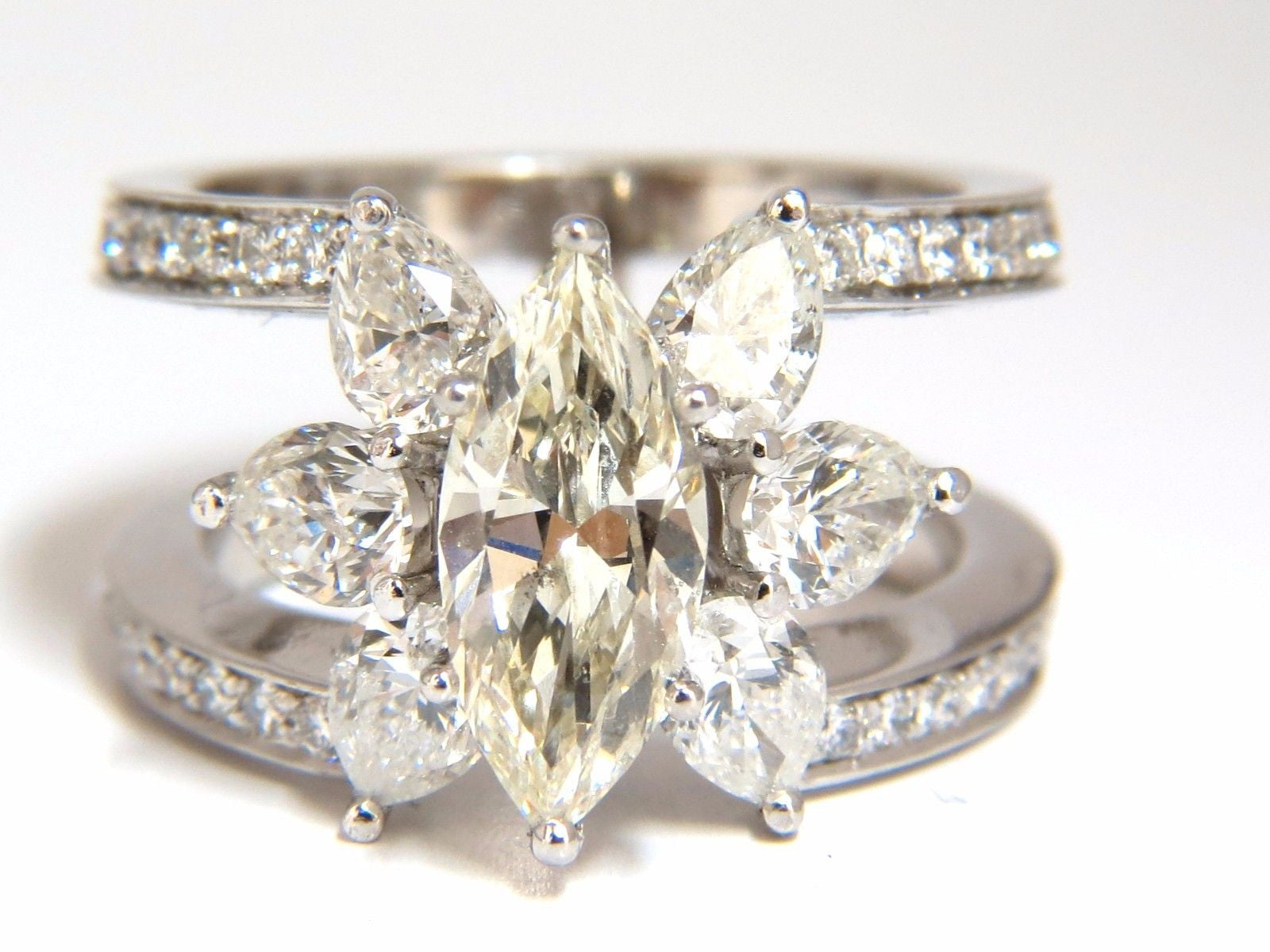 4.12ct Natural Marquise & Pear Diamond Eternity Ring - Elegant Cocktail Ring for Women, Wedding, Anniversary & Special Occasions