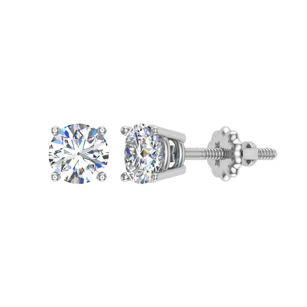 14K Gold Round Cut Diamond Stud Earrings for Women & Men (1/4-1.00 ct t.w.) - G VS1 Clarity, Gift Box & Authenticity Cards - Perfect for Weddings, Anniversaries & Special Occasions