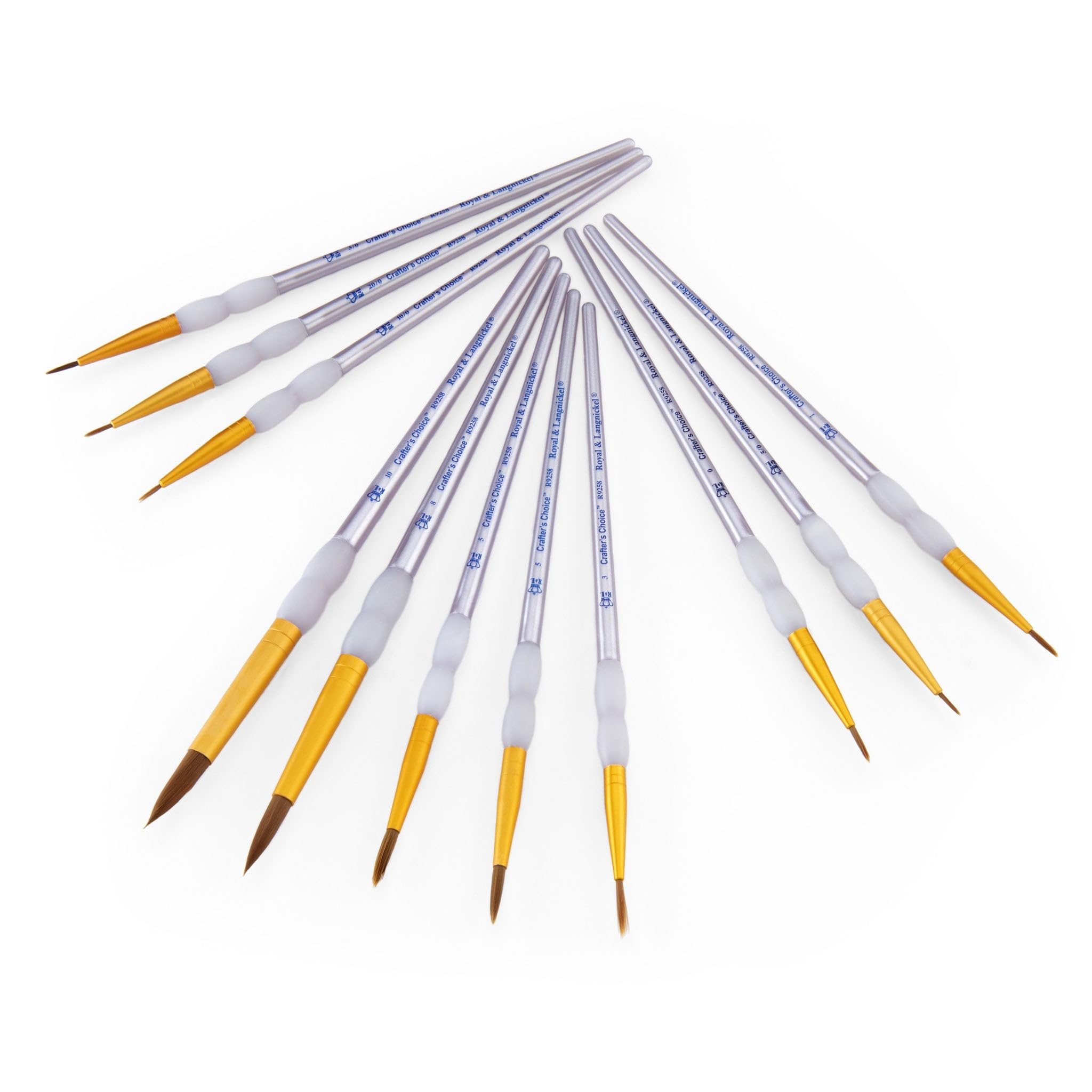 Royal & Langnickel Crafter's Choice 11-Piece Round Taklon Brush Set for Acrylic, Watercolor & Oil Painting - Professional Artist Paintbrushes for Canvas, Paper & Wood Art Projects