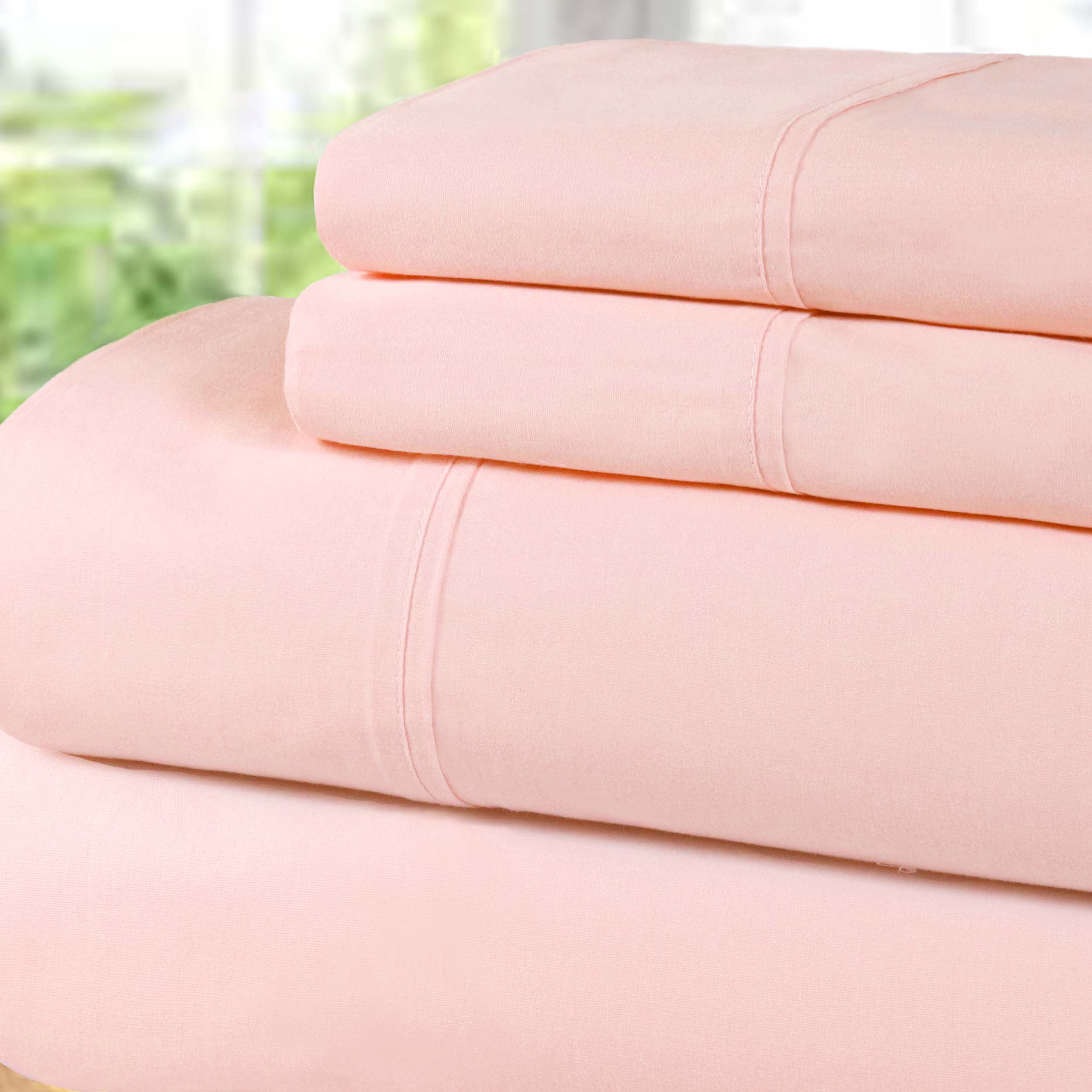 300 Thread Count Cotton Percale Solid Deep Pocket Bed Sheet Set - Queen Size, Soft & Breathable Luxury Sheets for Comfortable Sleep - Perfect for Master Bedroom, Guest Room or Vacation Home
