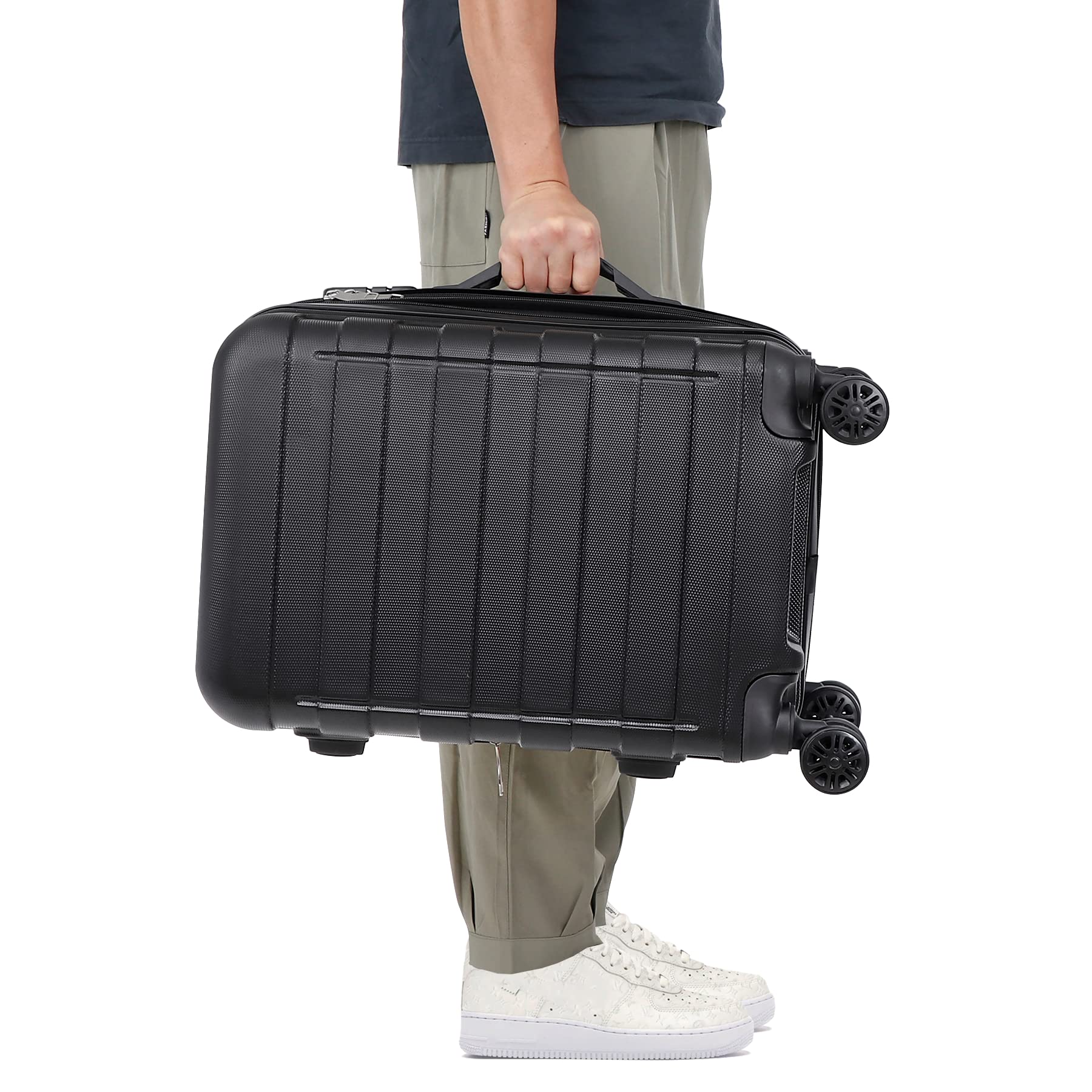 21-Inch Expandable Hardside Spinner Luggage with TSA Lock - Lightweight Carry-On Suitcase for Air Travel, Business Trips & Weekend Getaways (Black)