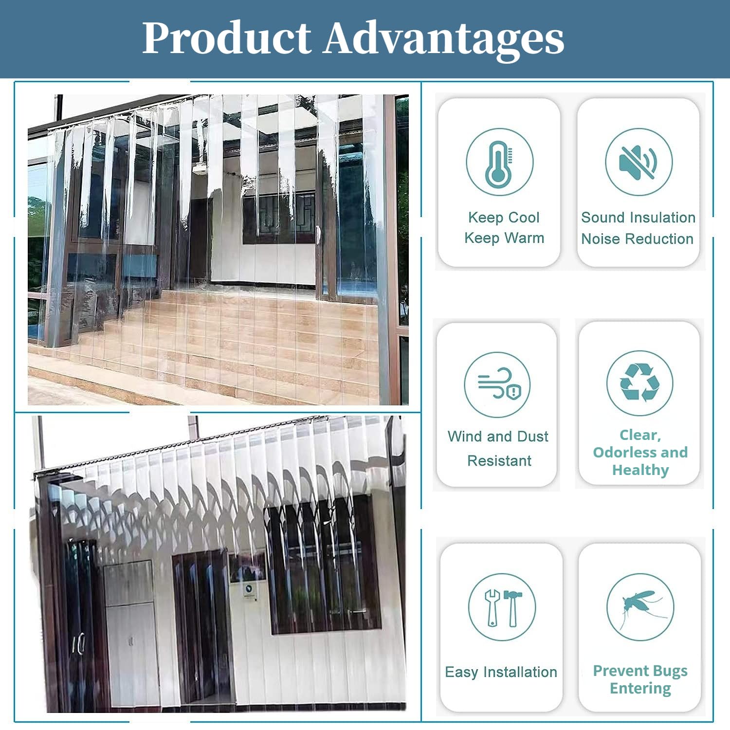 GOOFCXO 164ft x 7in Clear PVC Strip Door Curtain Roll - 0.08in Thick Commercial Vinyl Freezer Curtain for Warehouse, Garage & Industrial Use | Energy Saving Cold Room Barrier, Dust & Insect Protection