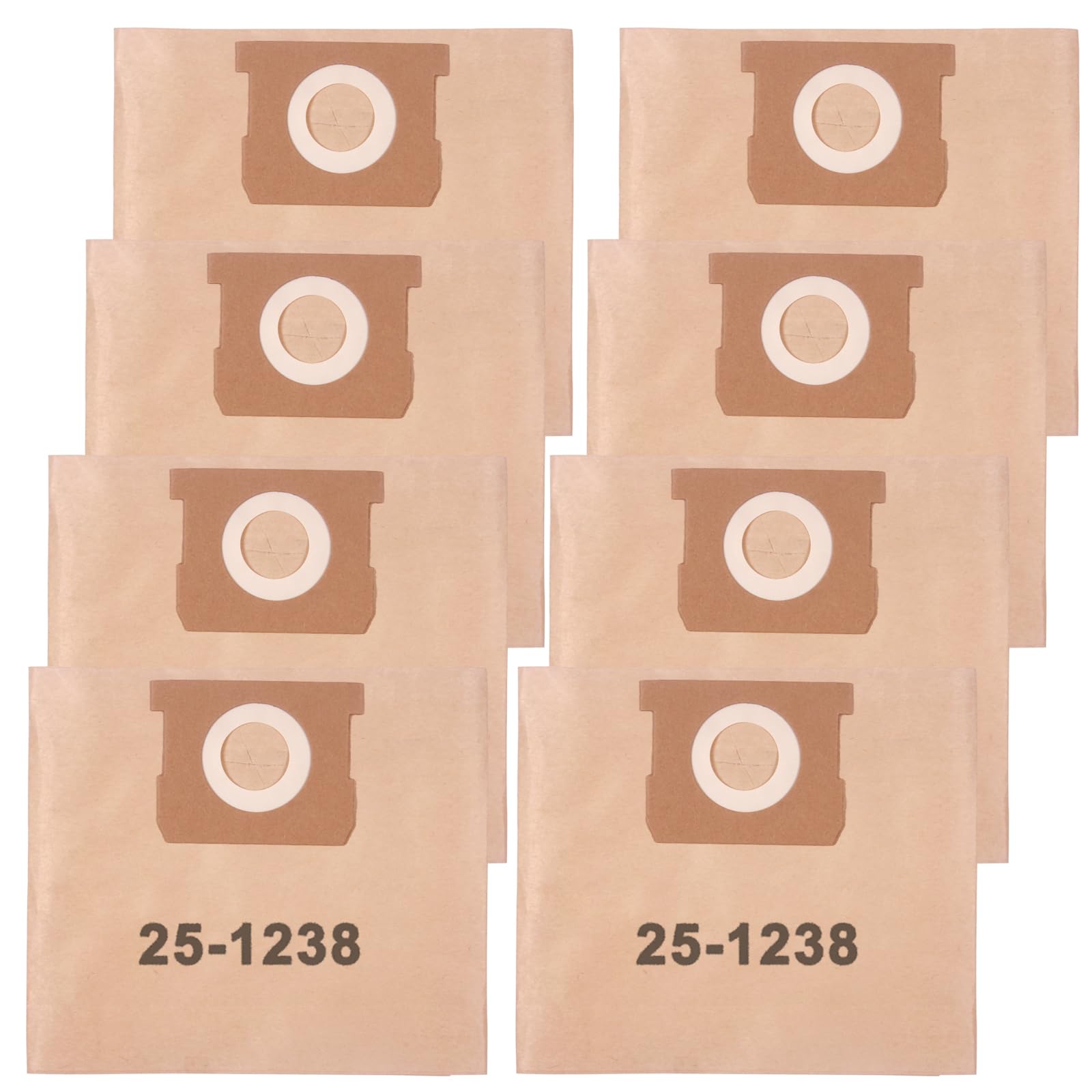 8 Pack 25-1238 Vacuum Bags - Compatible with Stanley & Porter Cable 4 Gallon Wet/Dry Vacuum Models SL18301-4B, SL18301-3B, PCX18301-4B, PCX18301-4C - Perfect for Dust Collection, Workshop Cleaning, and DIY Projects