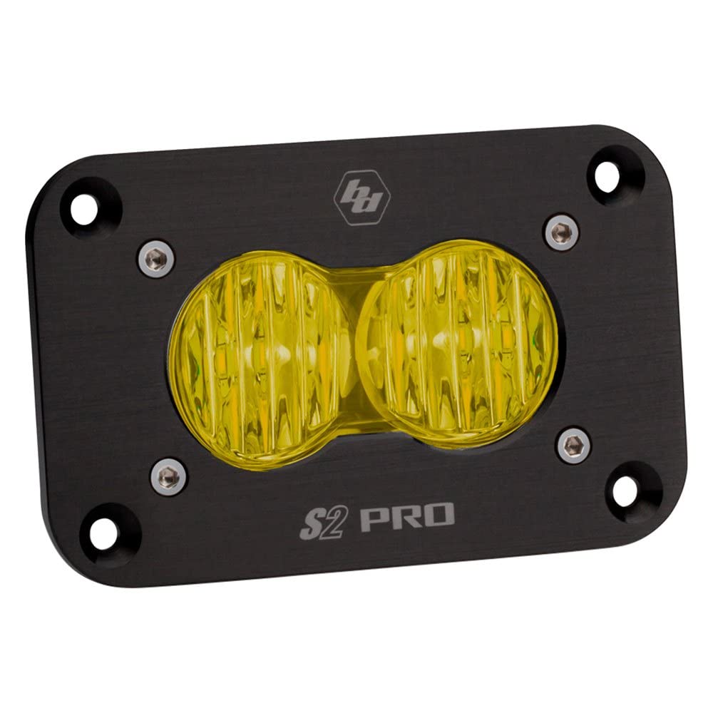 Baja Designs S2 Pro LED Wide Cornering Amber Flush Mount Light - Off-Road, Marine & RV Lighting for Enhanced Visibility