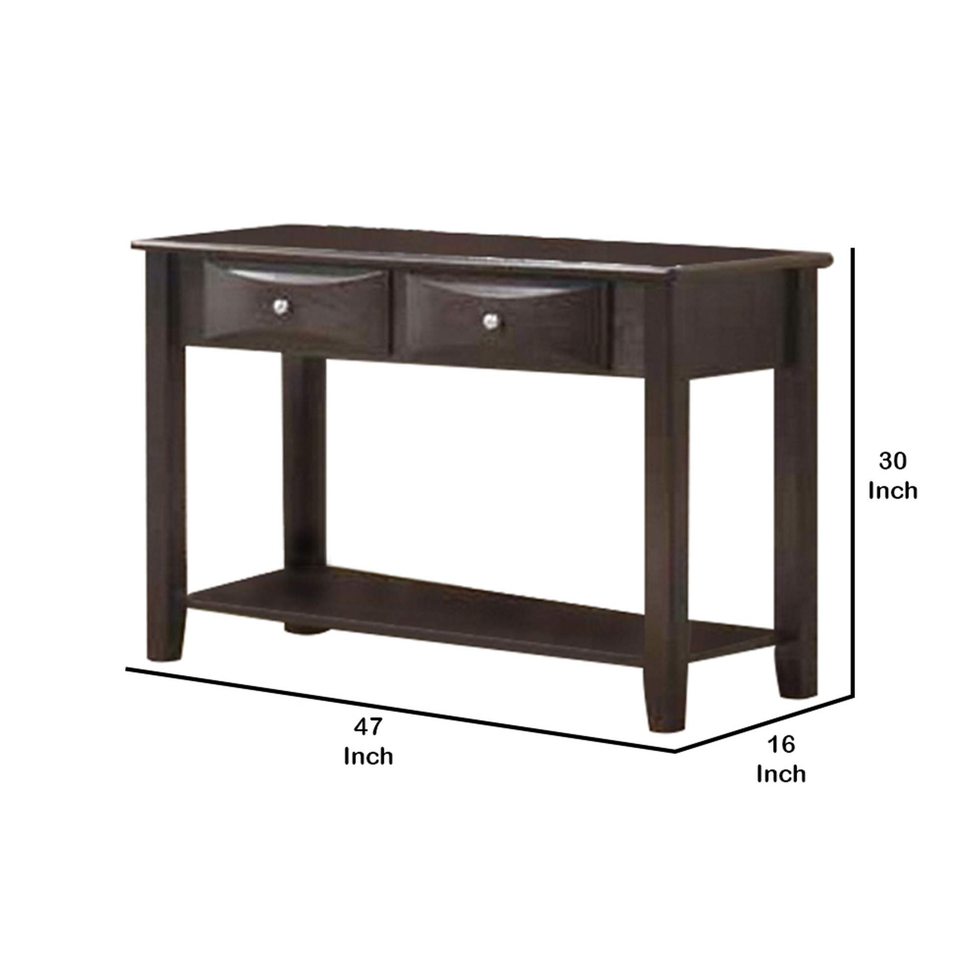 Benjara Solid Wood Console Table with 2 Spacious Drawers - Rustic Brown Entryway Sofa Table for Hallway, Living Room & Foyer Decor