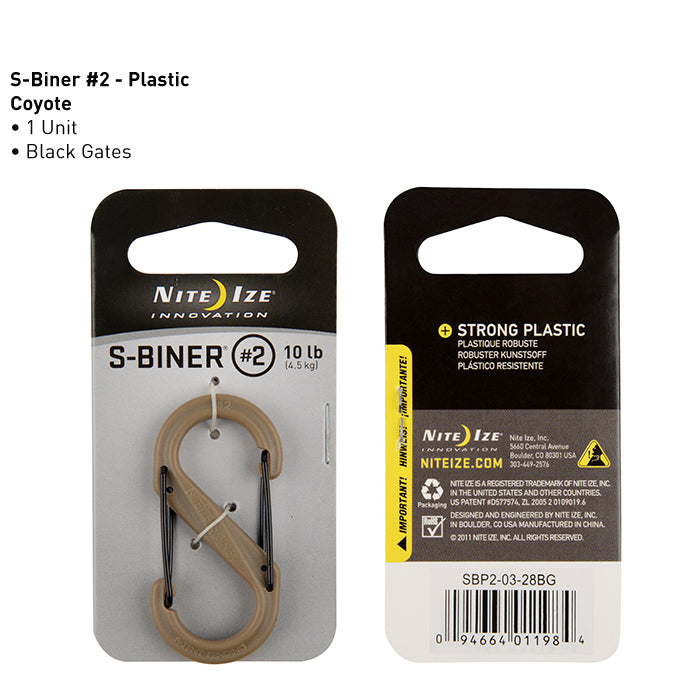 Nite Ize S-Biner Plastic Carabiner #2 - Lightweight Durable Clip for Keys, Gear & Outdoor Activities - Perfect for Hiking, Camping, and Everyday Carry