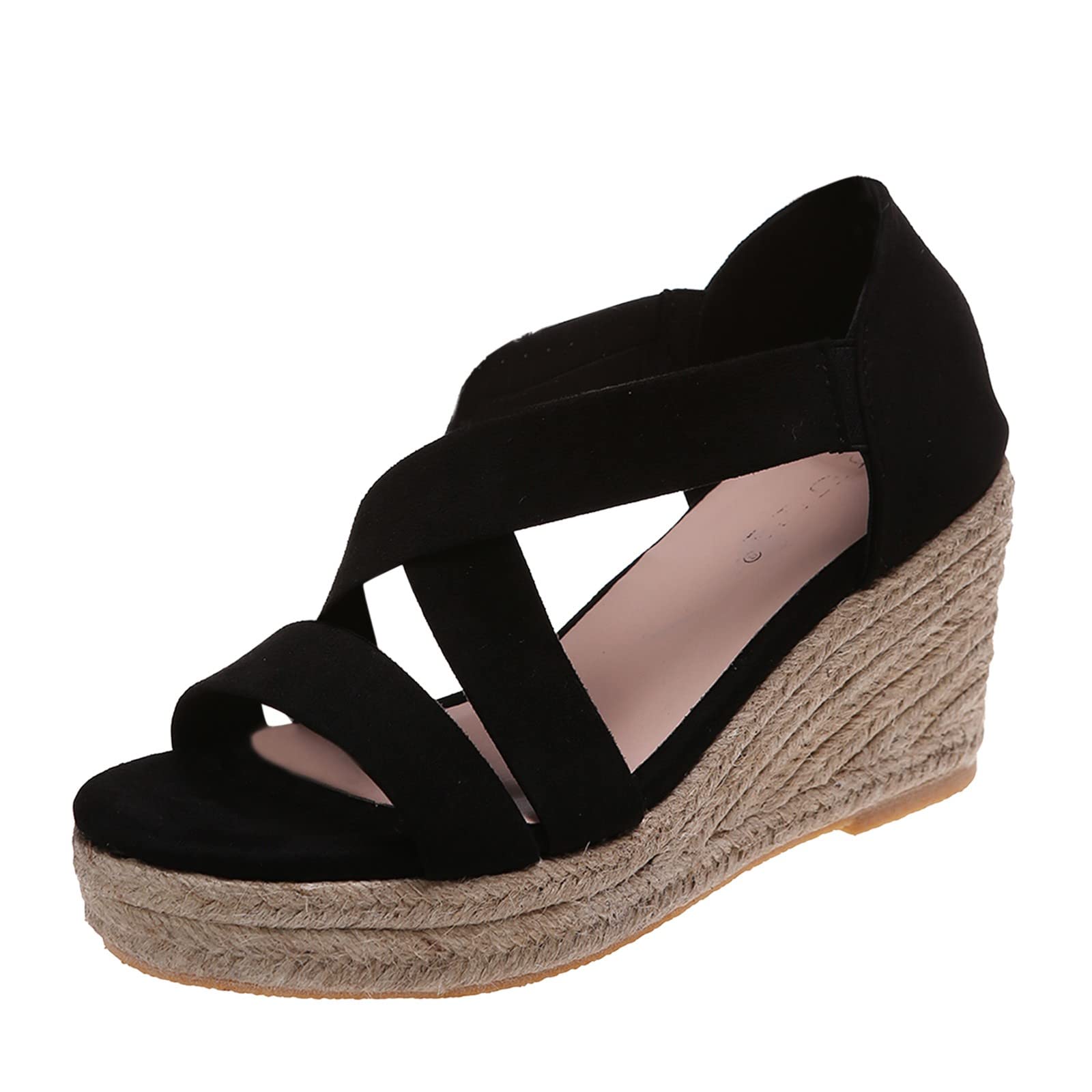 Women's Fashion Summer Sandals - Wedge Heel Platform Open Toe Cross Strap Silver Sandals for Wedding, Beach & Party | Comfortable Dressy Shoes for Women