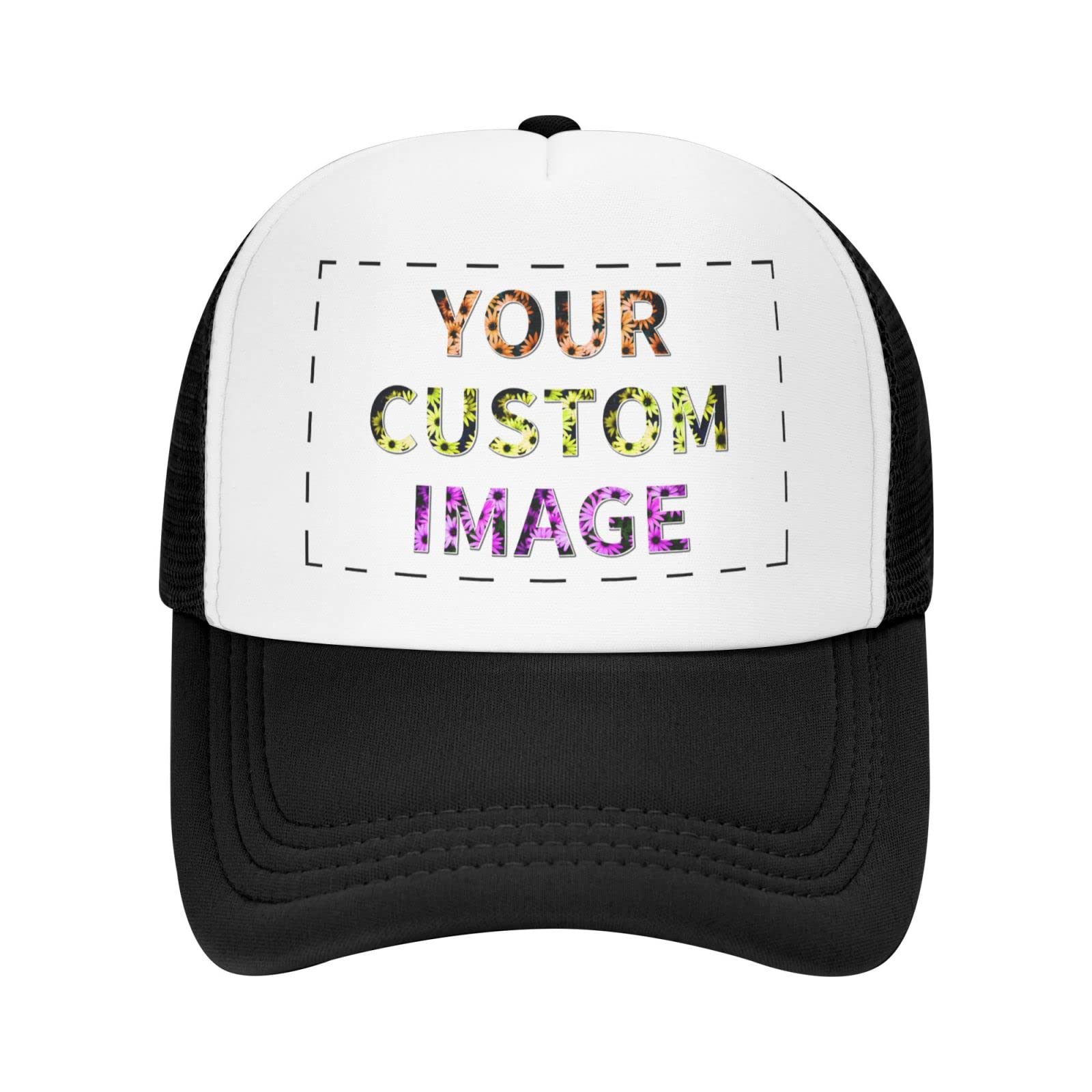 Custom Trucker Hats for Men & Women - Personalized Photo Baseball Caps - Design Your Own Hat - Black - Perfect for Sports, Outdoor Activities & Fashion Statements