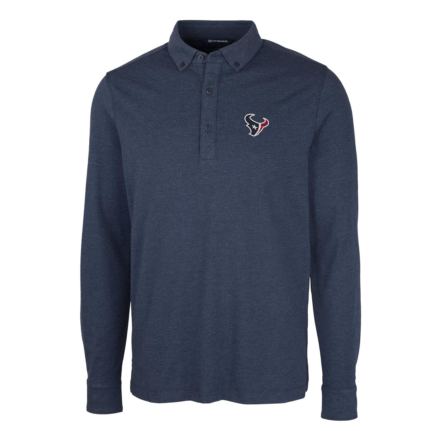 Cutter & Buck Men's Heather Black New Orleans Saints Advantage Jersey Long Sleeve Polo Shirt - Officially Licensed NFL Fan Gear for Game Day, Tailgating & Casual Wear