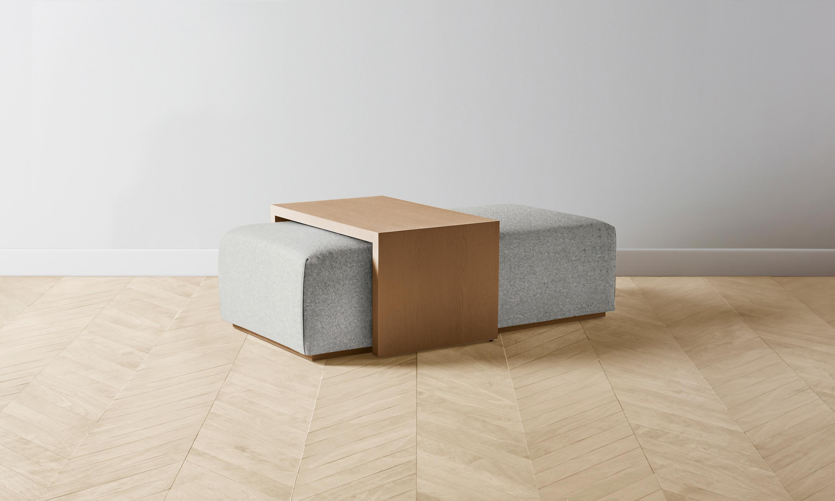 The Bowery Ottoman - Premium Merino Wool in Heather Grey - Perfect for Living Room, Bedroom & Home Decor