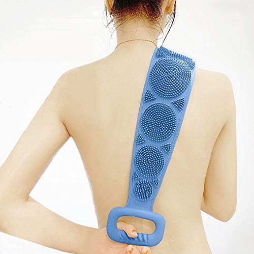 Naidev Long Exfoliating Silicone Bath Towel - Back Scrubber & Massage Brush for Deep Cleansing & Skin Renewal (Gray) | Perfect for Shower, Spa & Body Care Routine