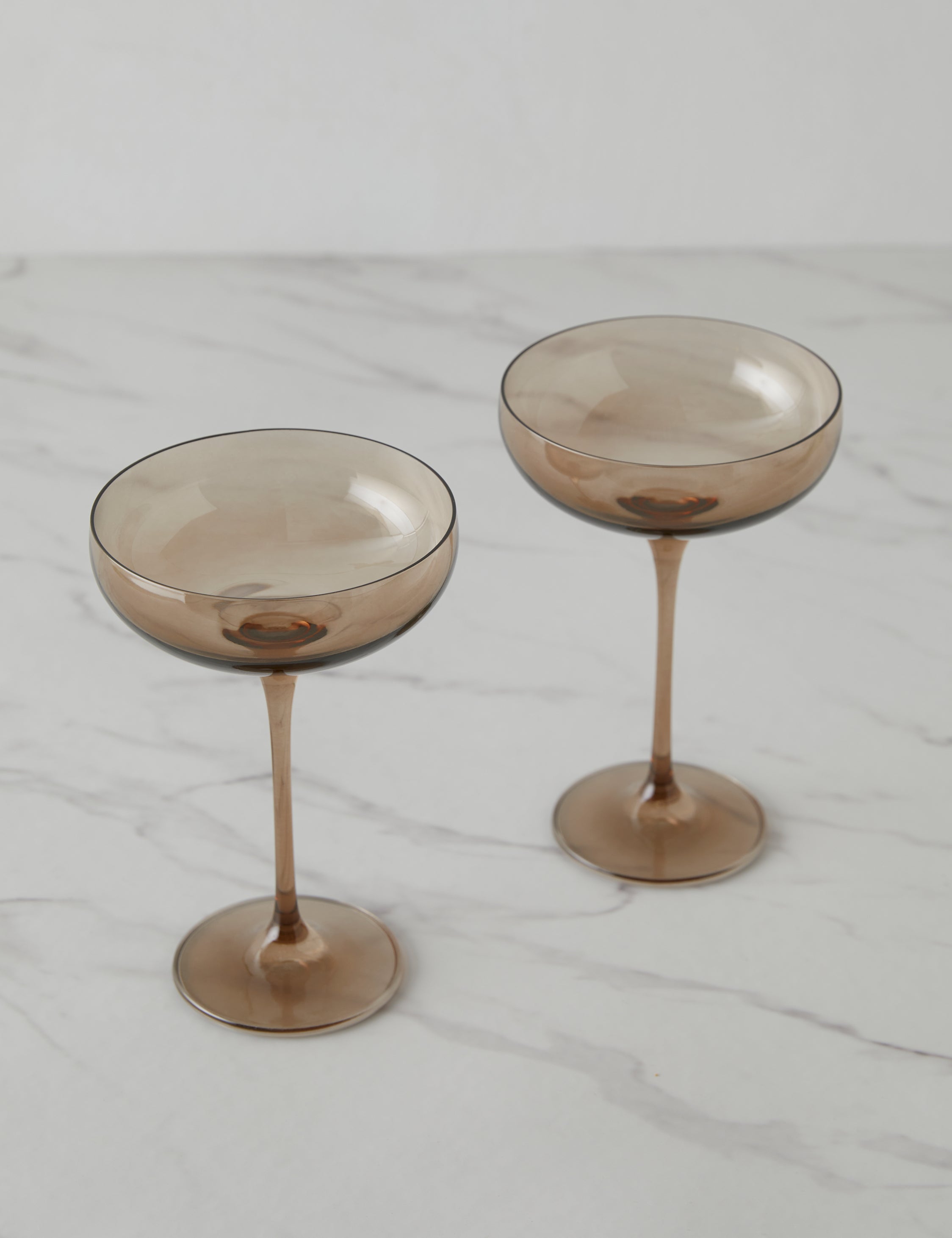 Elegant Estelle Colored Glass Champagne Coupes Set of 2 - Perfect for Weddings, Parties & Romantic Dinners