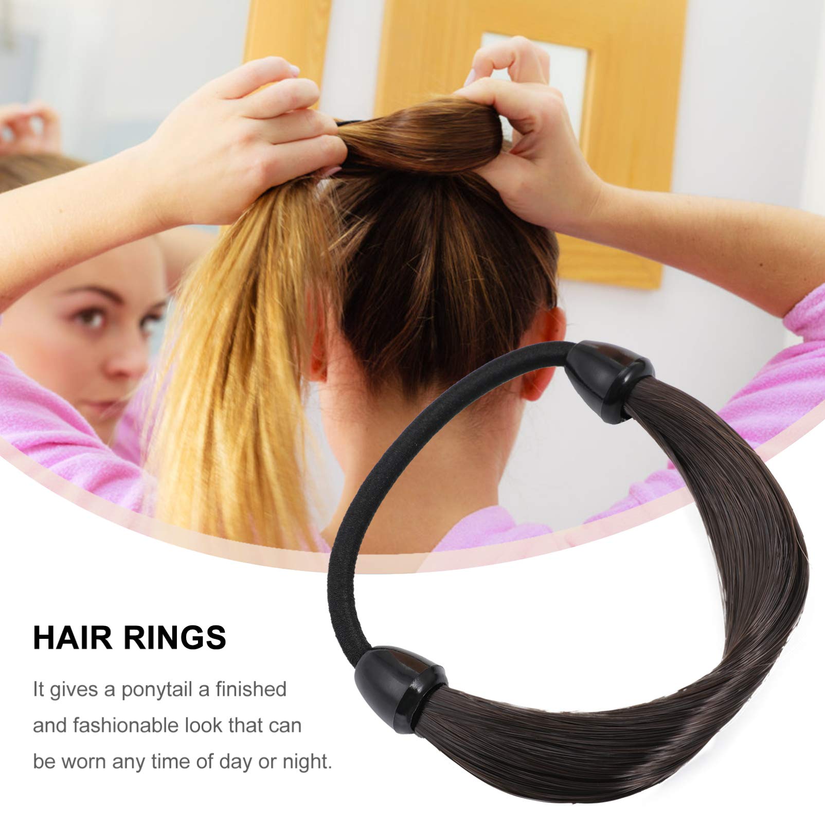 6-Piece Synthetic Wig Hair Ties - Elastic Ponytail Holders, Scrunchies & Hair Bands for Women & Girls (Natural Black) | Perfect for Daily Styling, Cosplay & Wig Maintenance