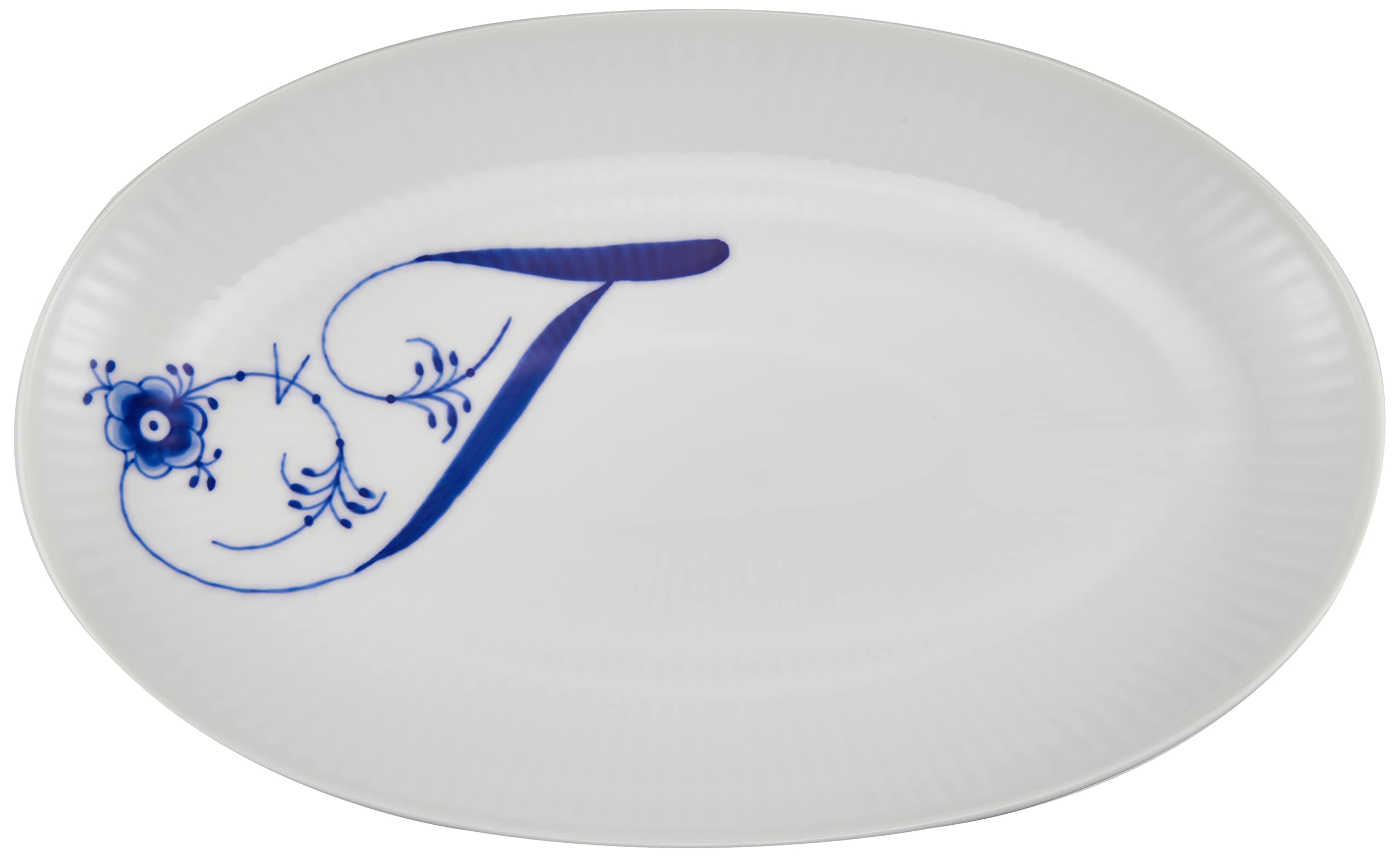 Royal Copenhagen 1028178 Blue Fluted Plain Alphabet Plate 