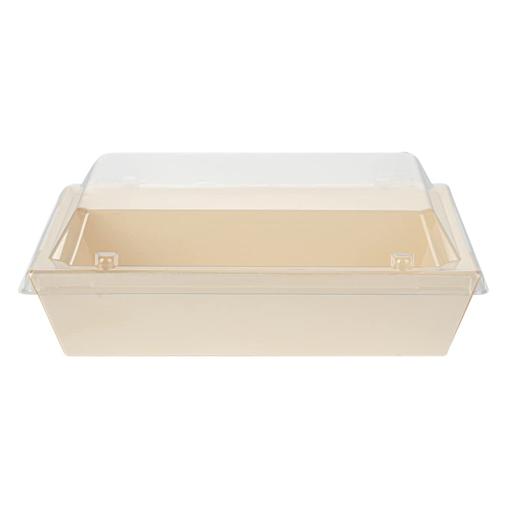 Restaurantware 100-Pack Clear Plastic Rectangle Lids 6.8 x 5.3 x 1.4 Inch - Fits 20oz Wooden Takeout Containers (Containers Sold Separately) | Perfect for Food Delivery, Catering & Meal Prep