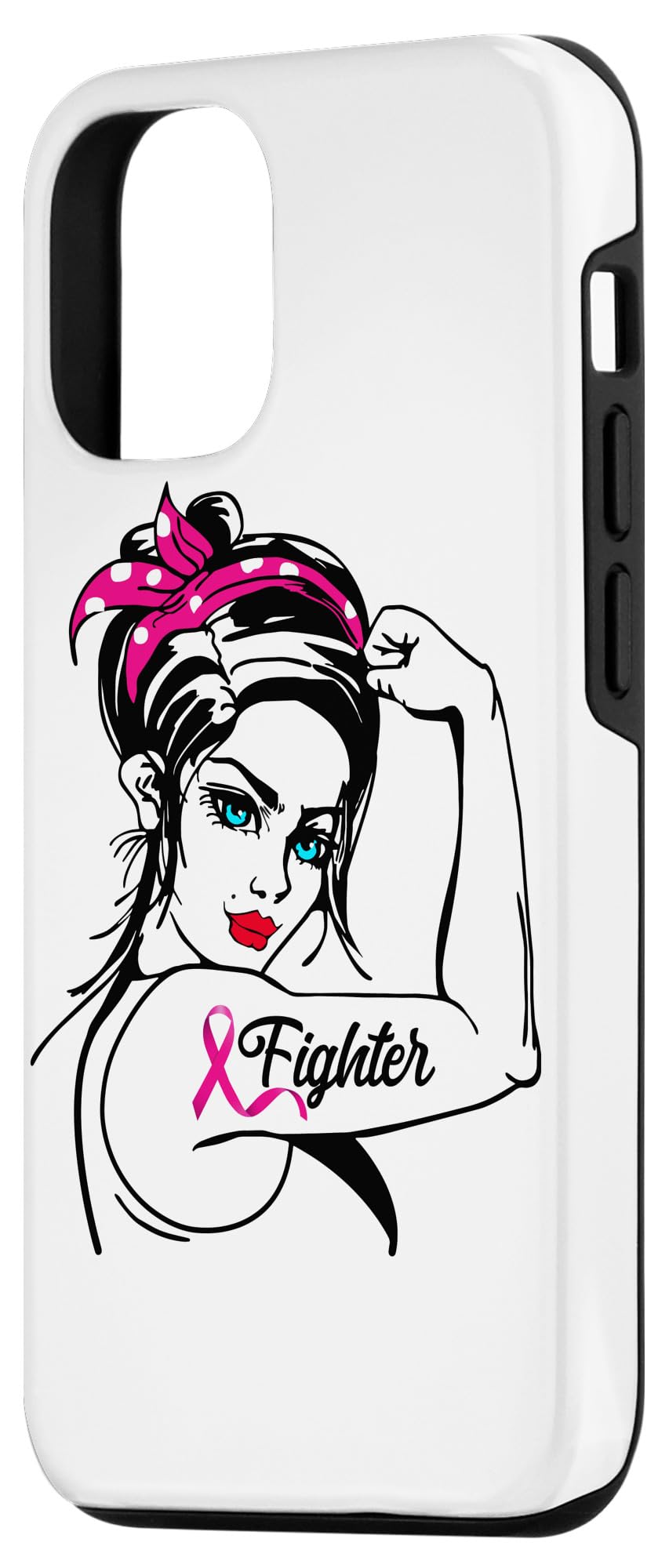 iPhone 12/12 Pro Case - Fighter Rosie The Riveter Design - Breast Cancer Awareness Phone Cover - Perfect for Everyday Use & Supporting Cancer Awareness