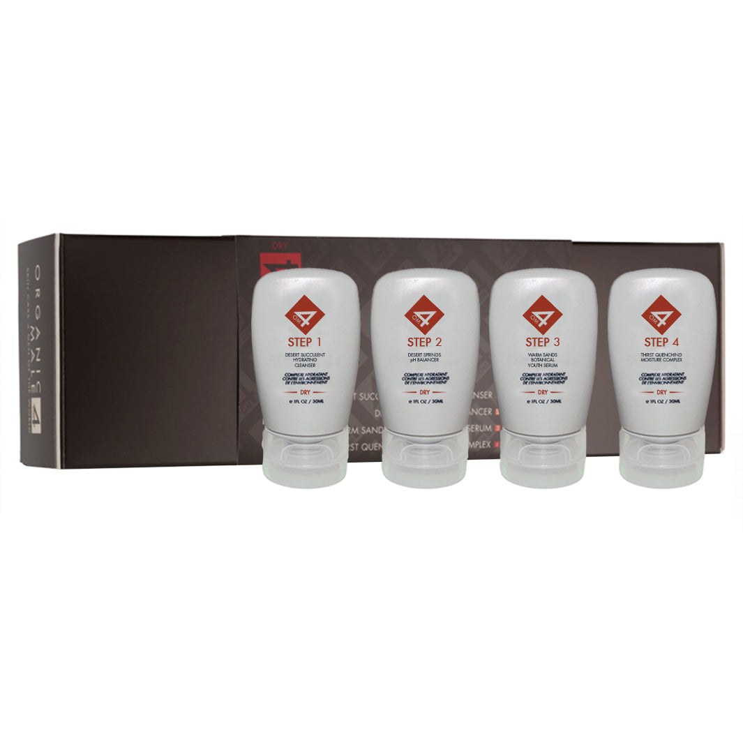 Organic OM4 Dry 4-Step Men's Hair Regimen Kit - Travel Starter Size for Healthy Hair Growth & Scalp Care | Perfect for Gym, Travel & Daily Use