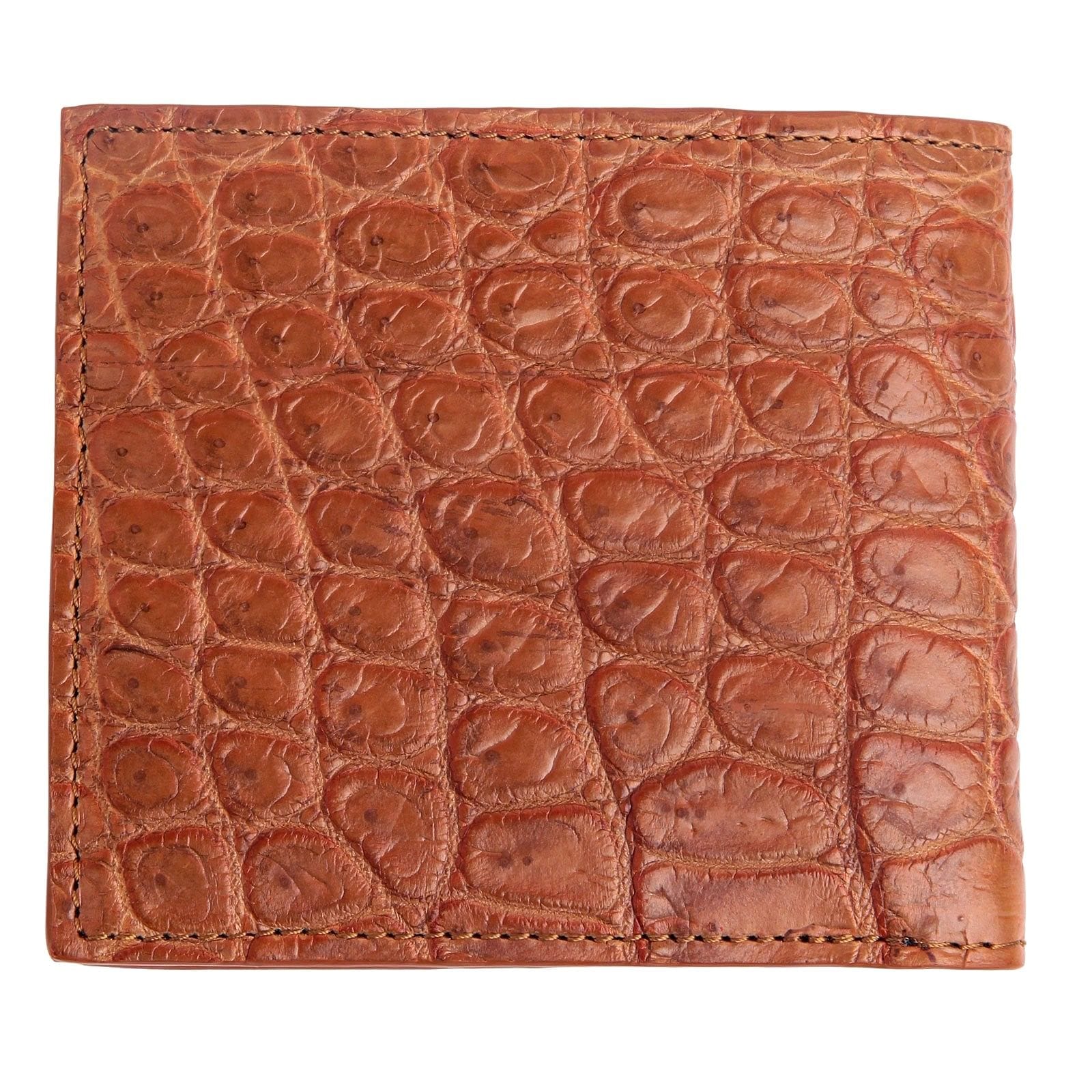 Premium Light Brown Genuine Crocodile Leather Men's Bifold Wallet - Slim RFID Blocking Credit Card Holder for Everyday Carry & Luxury Gift