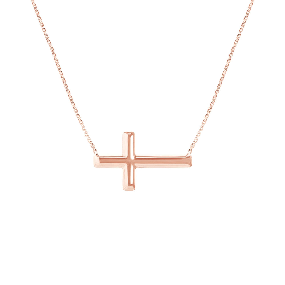 14K Gold Sideways Cross Necklace for Women - Dainty Religious Jewelry Gift for Her - Perfect for Everyday Wear, Church, Baptism & Special Occasions